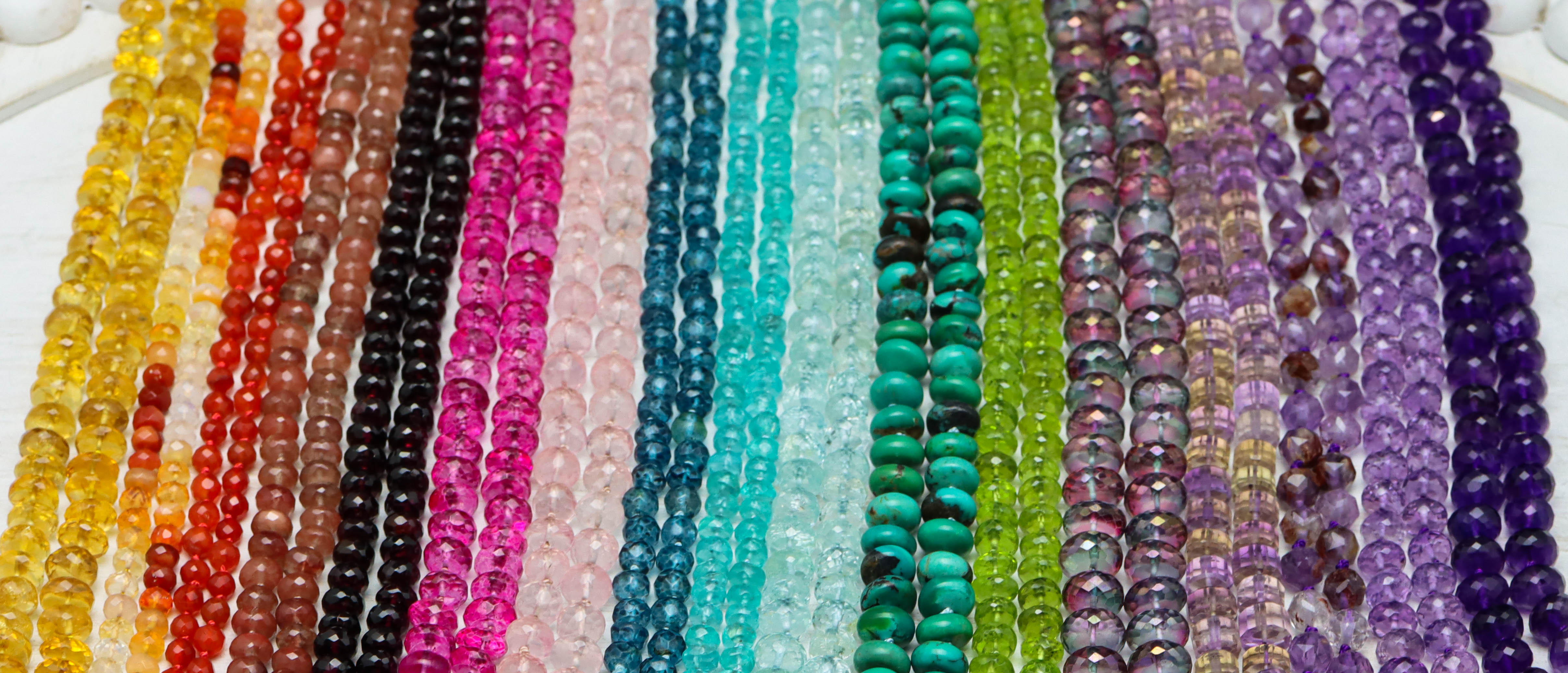 Hand Knotted Gemstone Strands on Silk