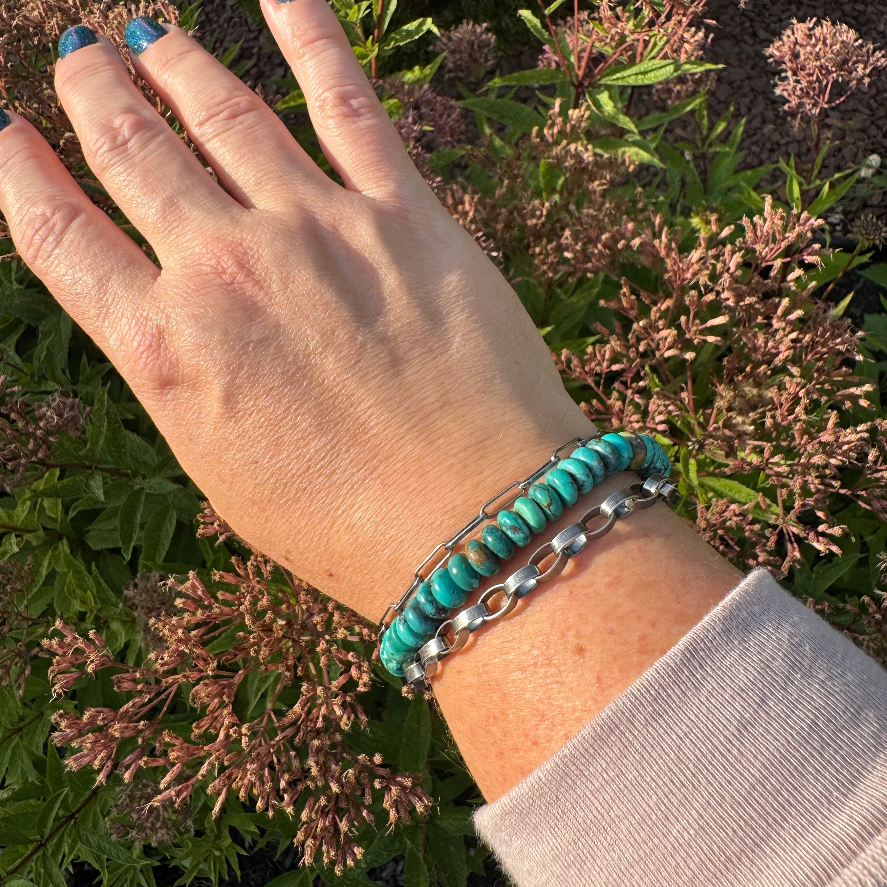 Turquoise & Sterling Silver Triple Strand Bracelet
