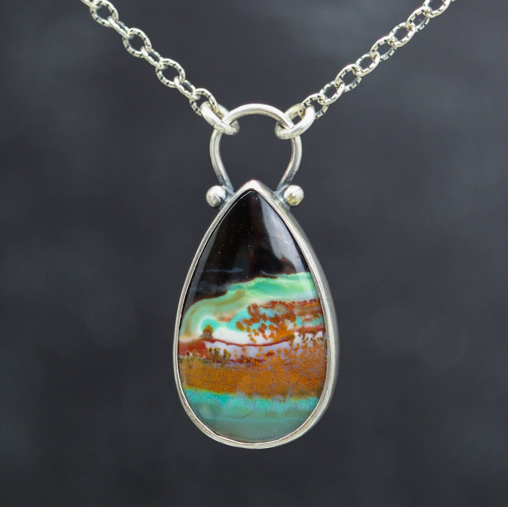 Petrified Opal Wood Pendant Sterling Silver Gemstone Necklace