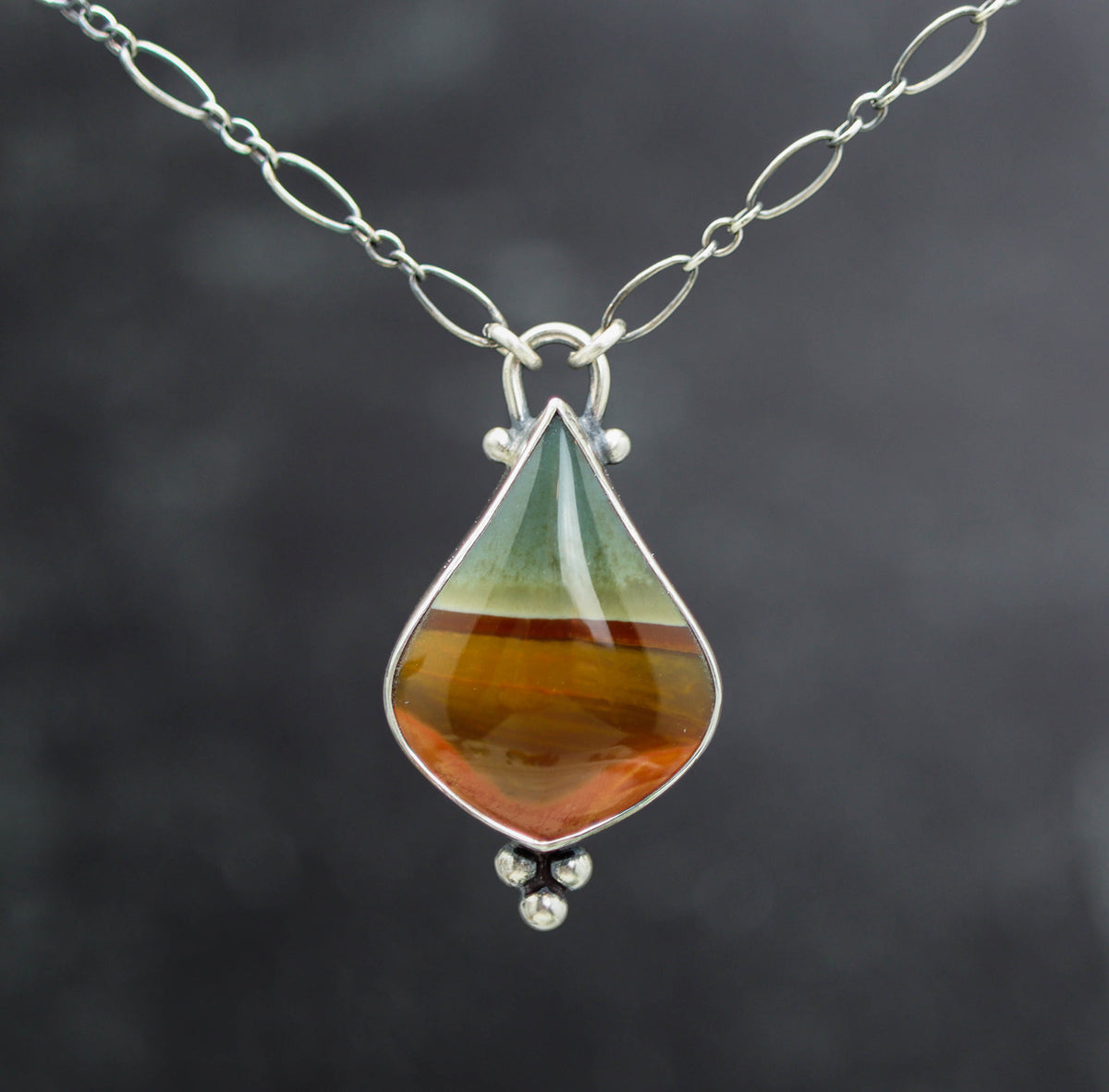 Polychrome Jasper Pendant Necklace in Sterling Silver