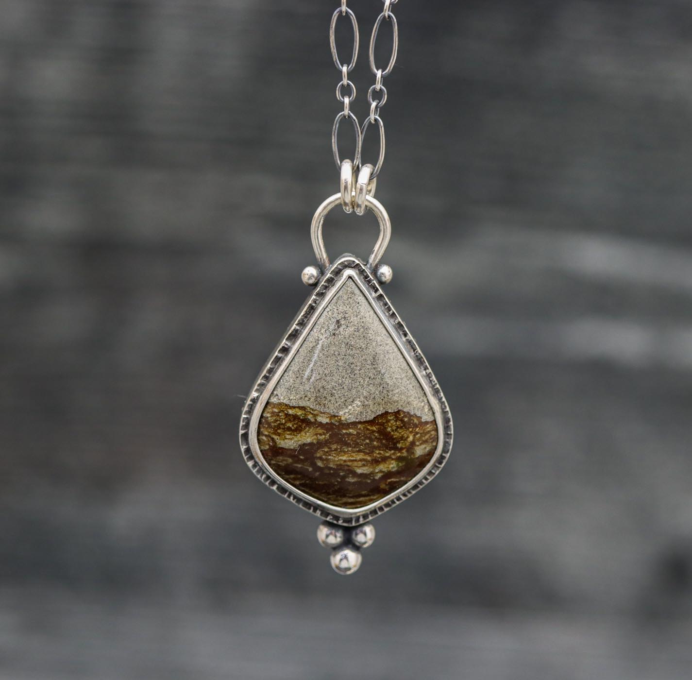 Disaster Peak Picture Jasper Pendant Sterling Silver Necklace