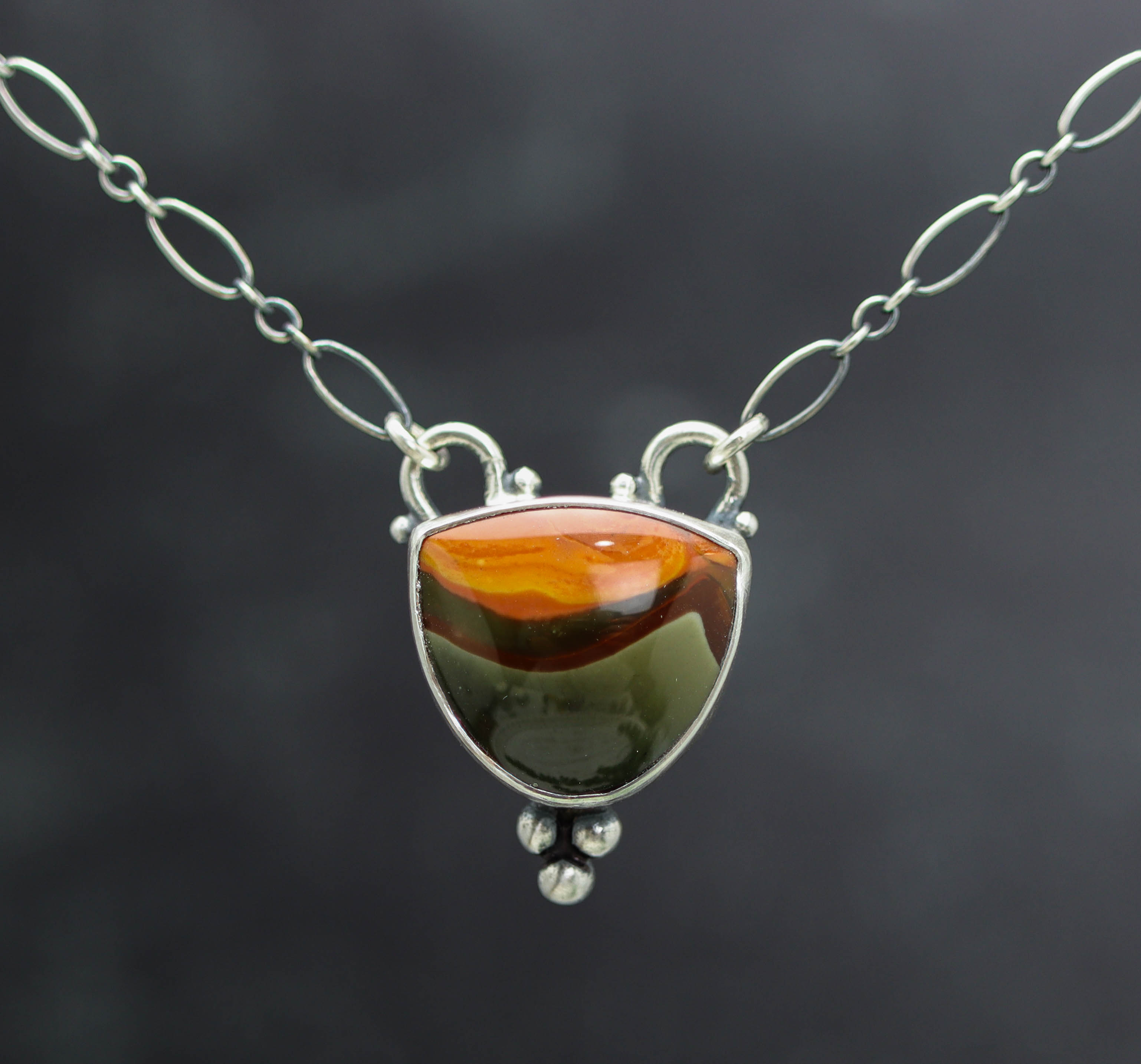 Polychrome Jasper Pendant Necklace in Sterling Silver