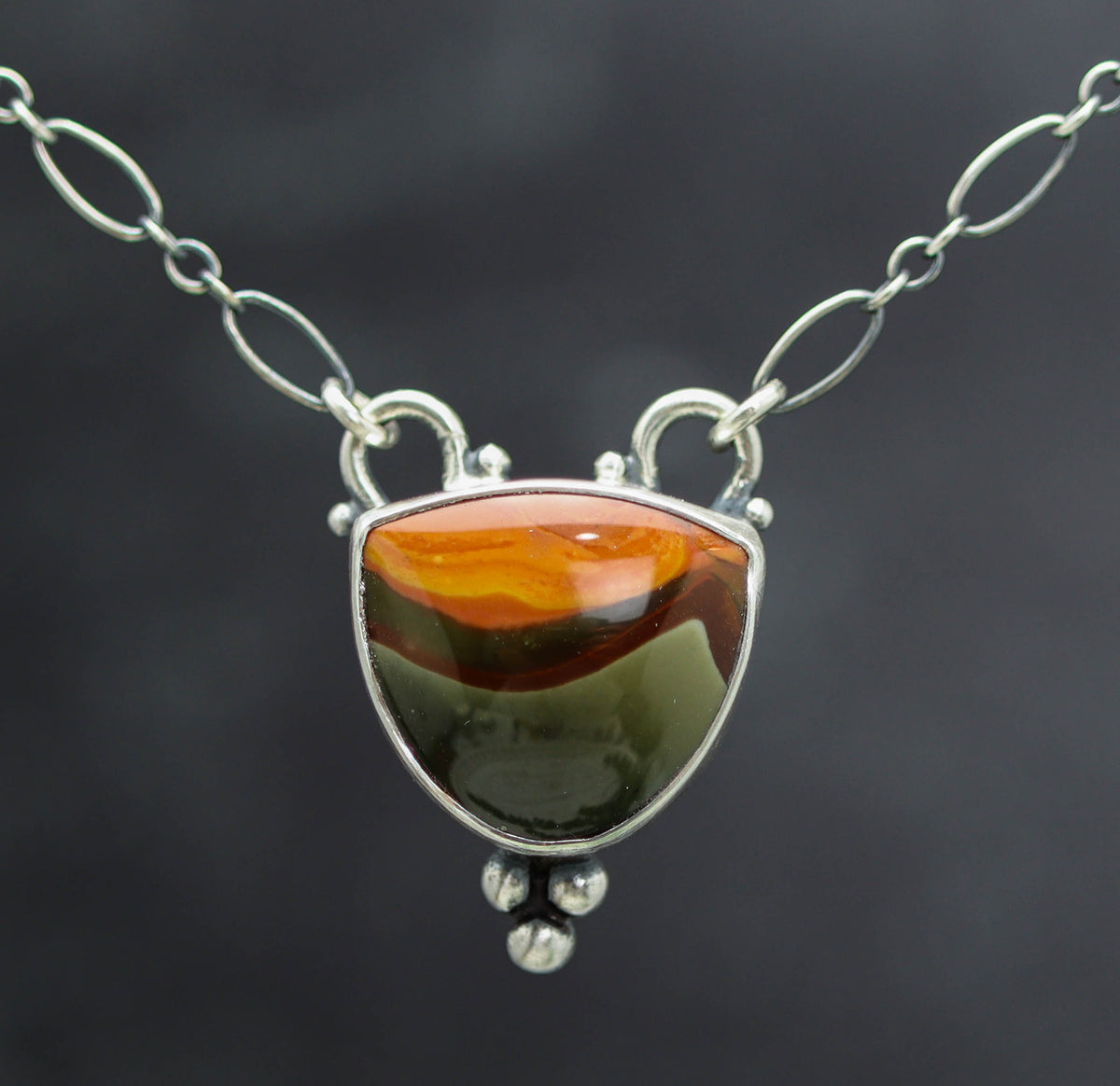 Polychrome Jasper Pendant Necklace in Sterling Silver