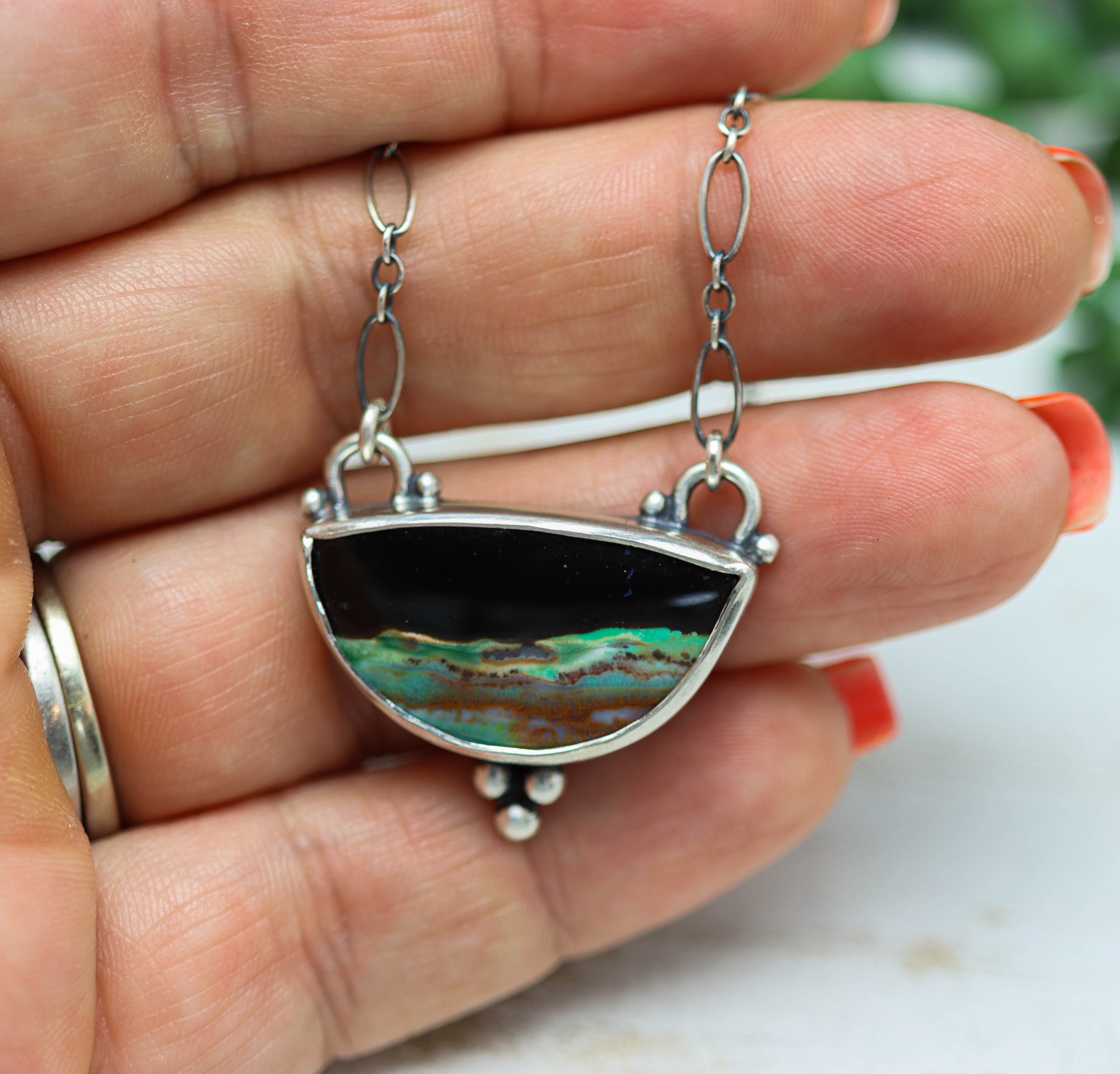 Petrified Opal Wood Pendant Sterling Silver Gemstone Necklace