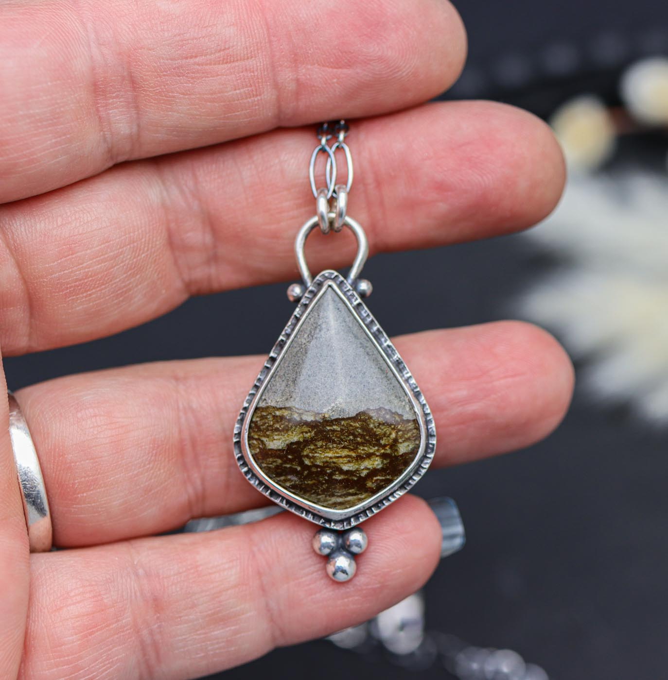 Disaster Peak Picture Jasper Pendant Sterling Silver Necklace