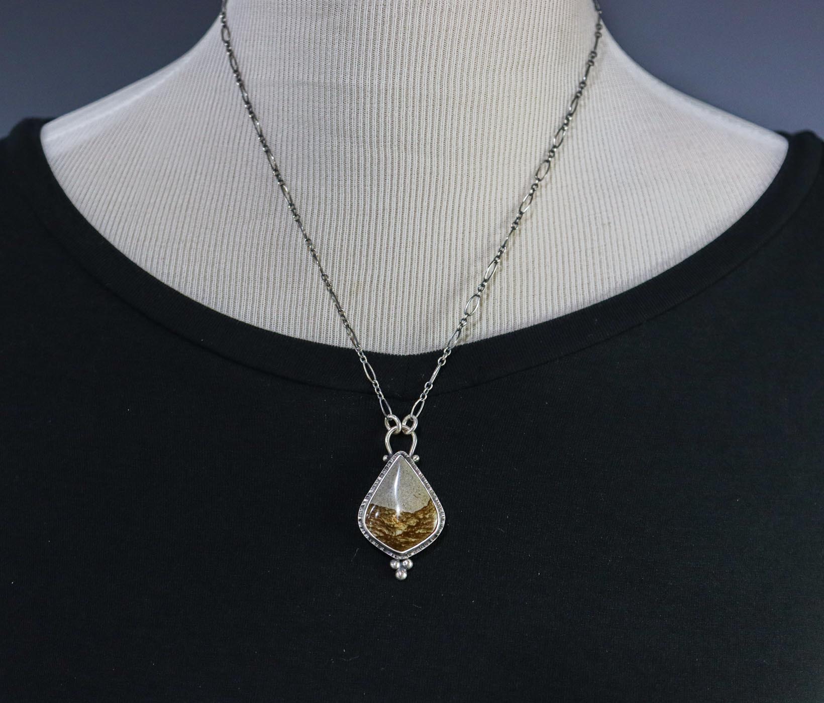 Disaster Peak Picture Jasper Pendant Sterling Silver Necklace