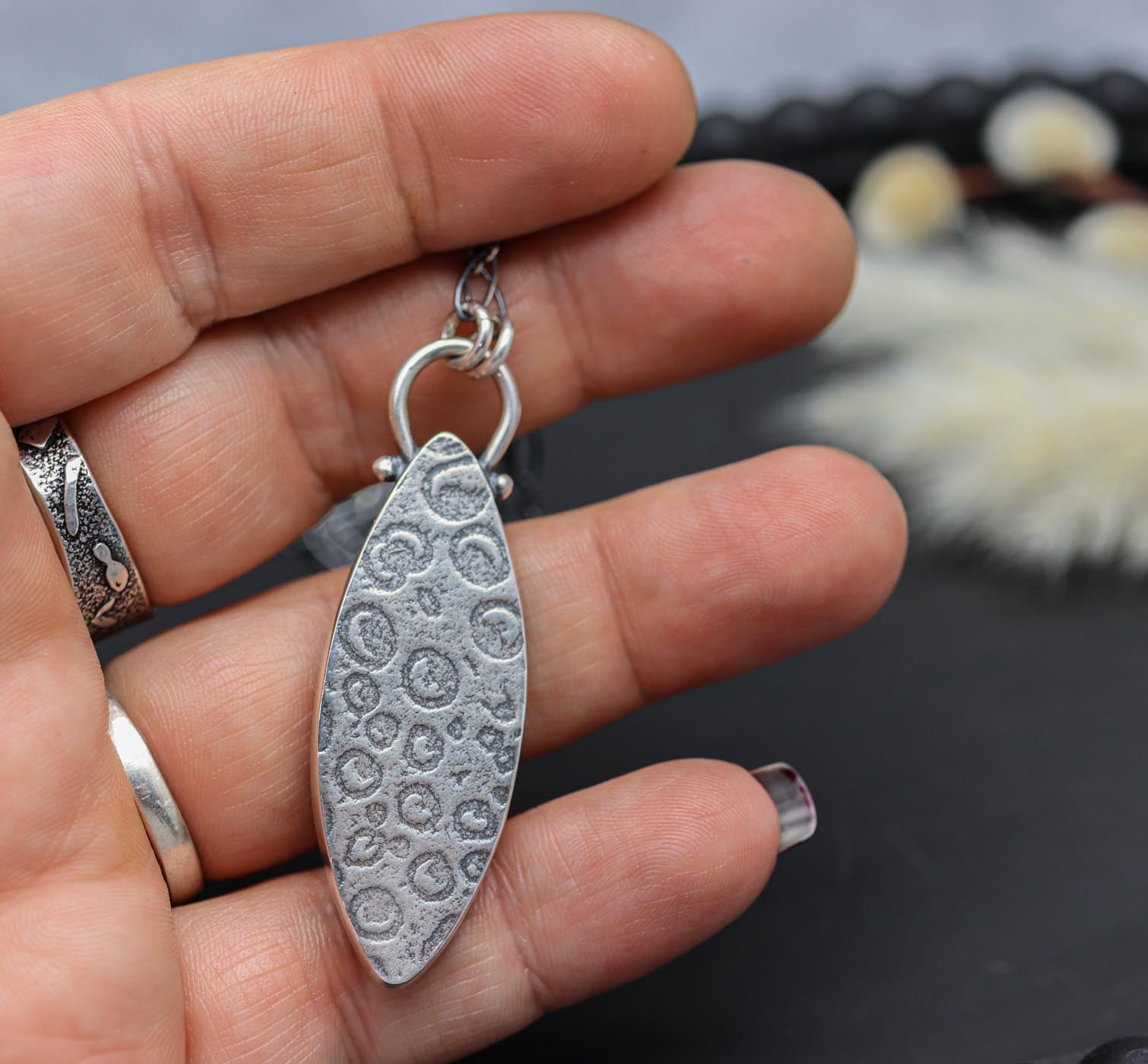 Fossilized Palm Wood Pendant in Sterling Silver