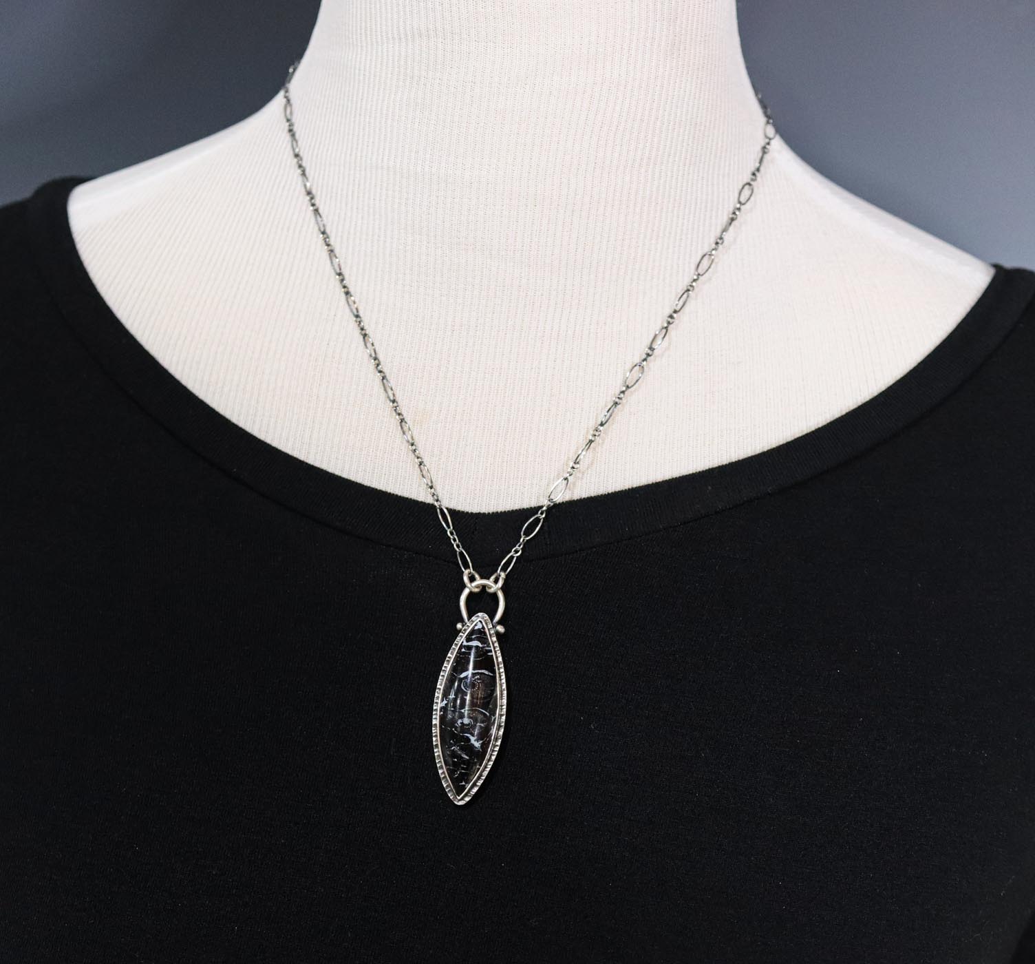 Fossilized Palm Wood Pendant in Sterling Silver