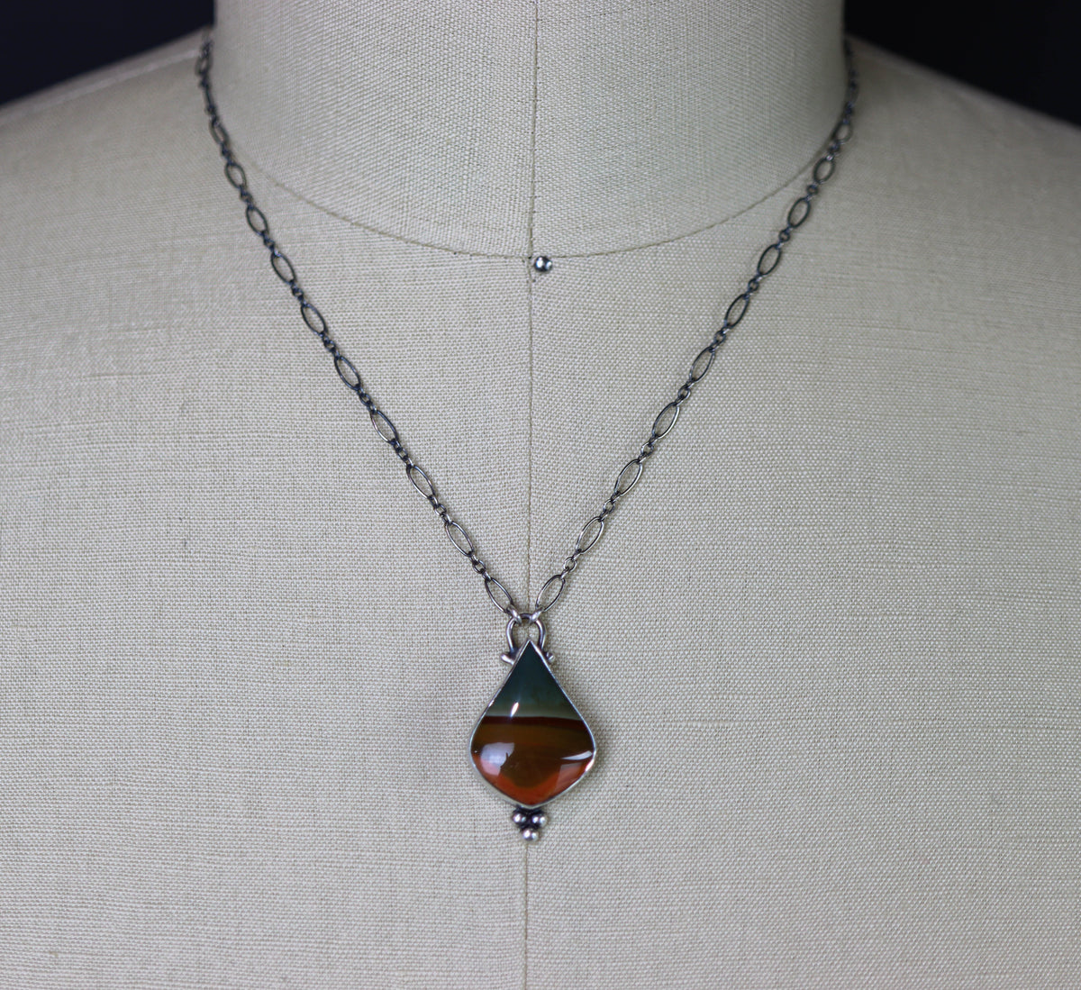 Polychrome Jasper Pendant Necklace in Sterling Silver