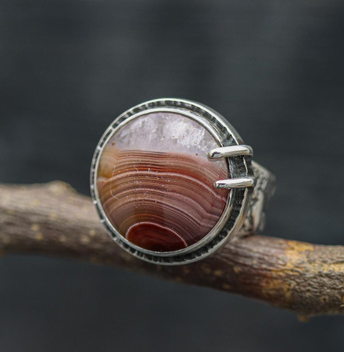 Laguna Agate Sterling Silver Wide Band Ring