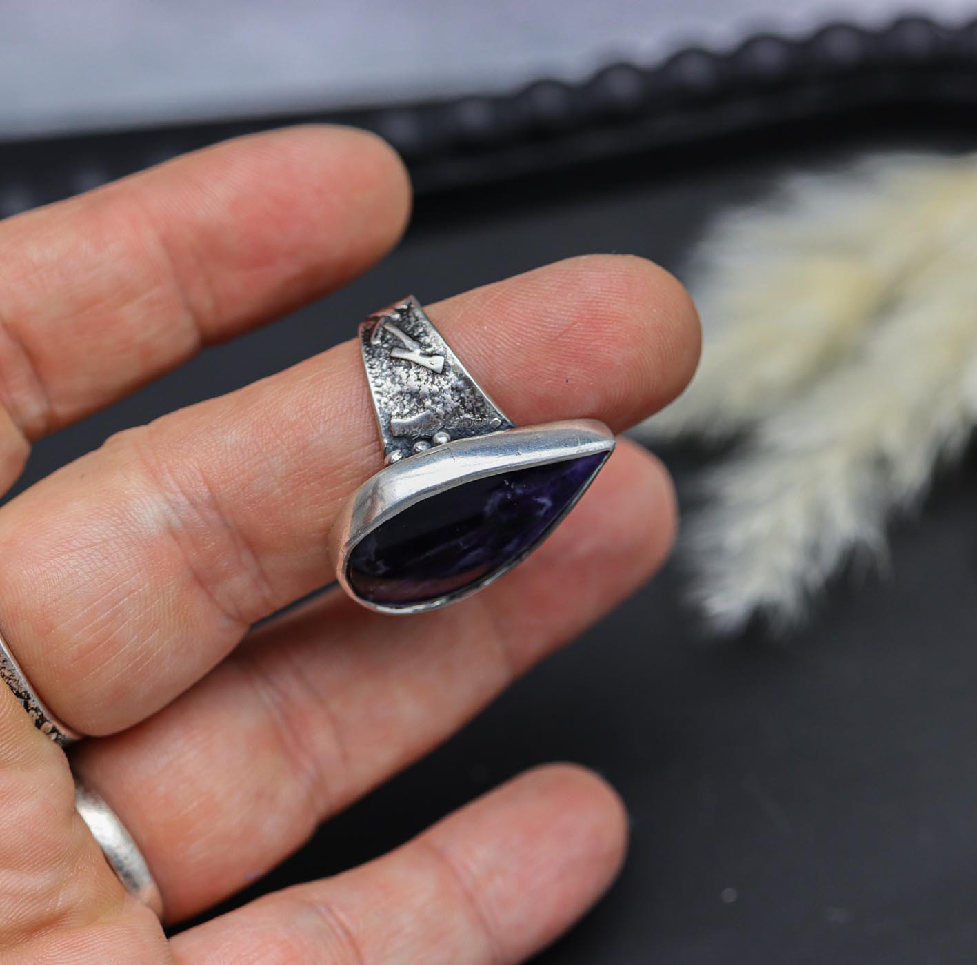 Tiffany Stone Sterling Silver Wide Band Ring