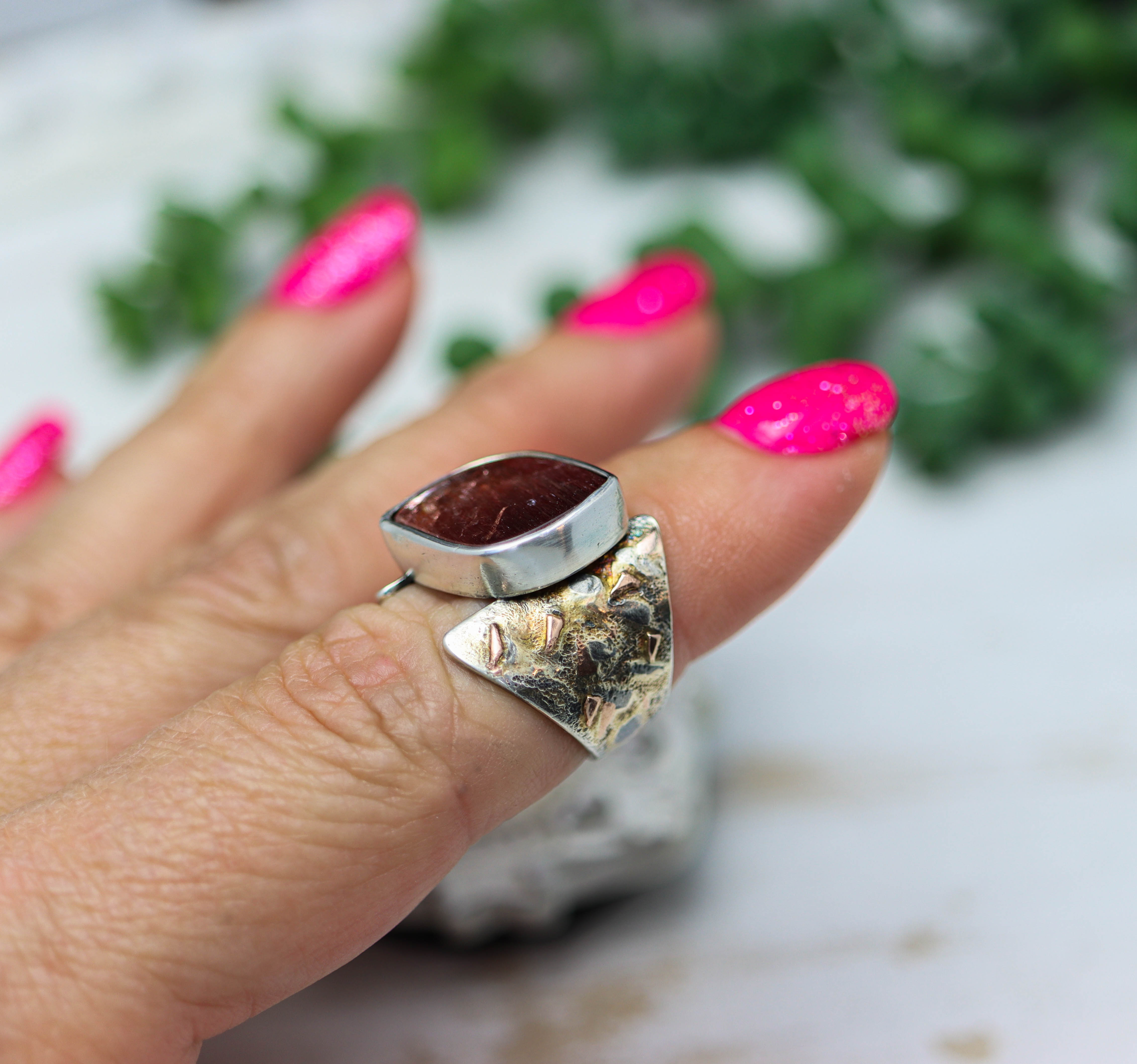 Super Seven Ring with Fused 14k Rose Gold in Sterling Silver
