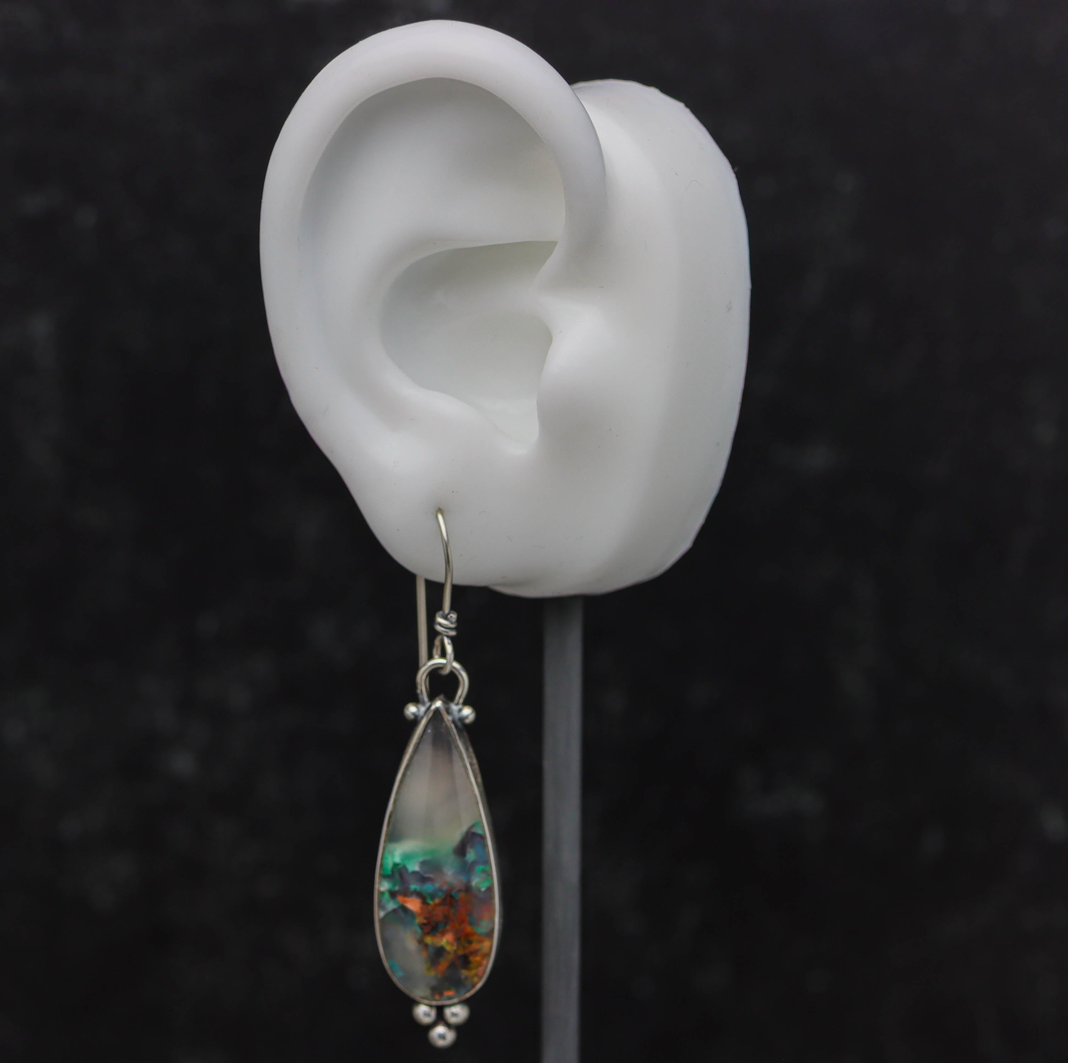 Confetti Chrysocolla Dangle Earrings Sterling Silver