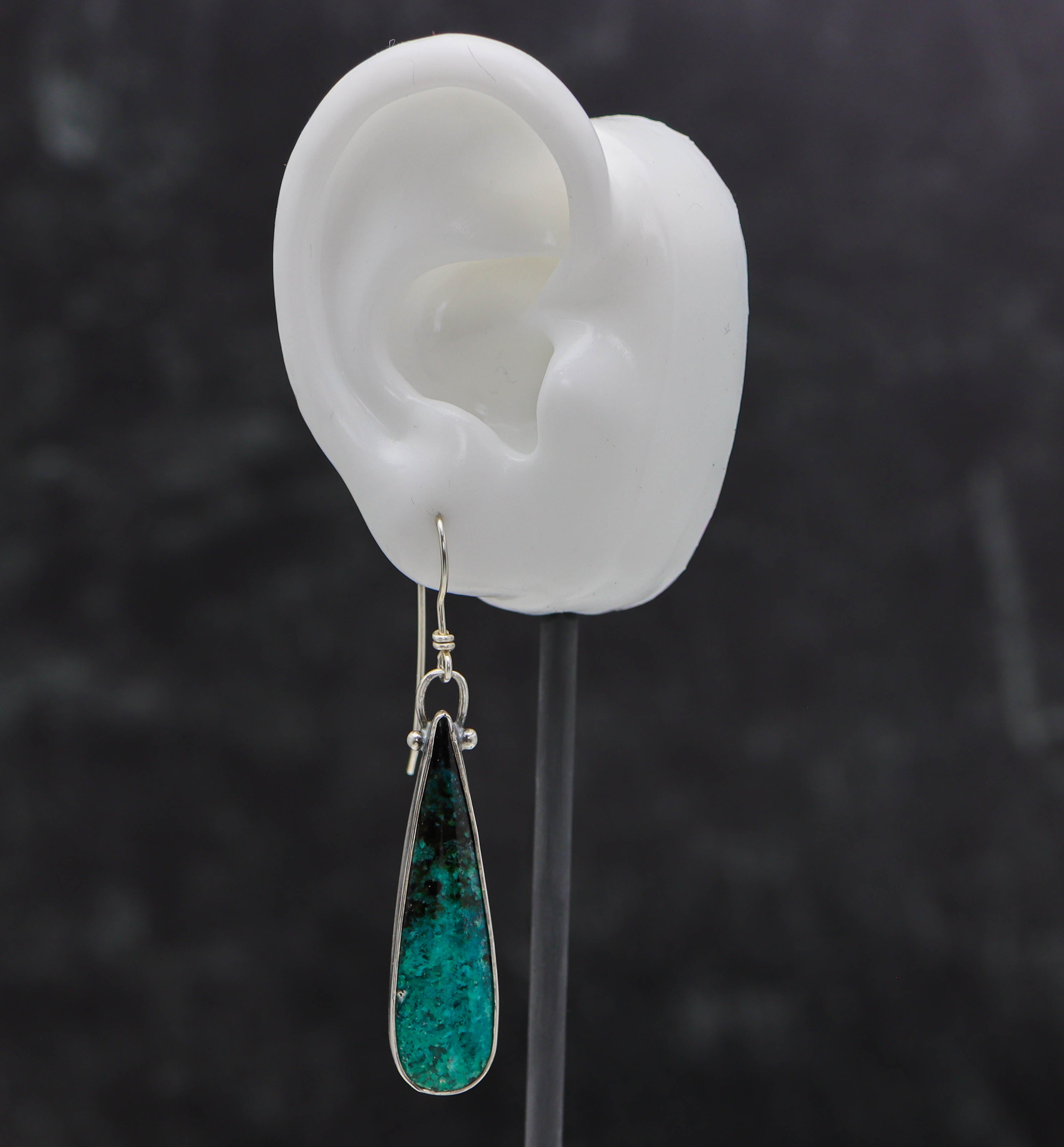 Chrysocolla Earrings Sterling Silver