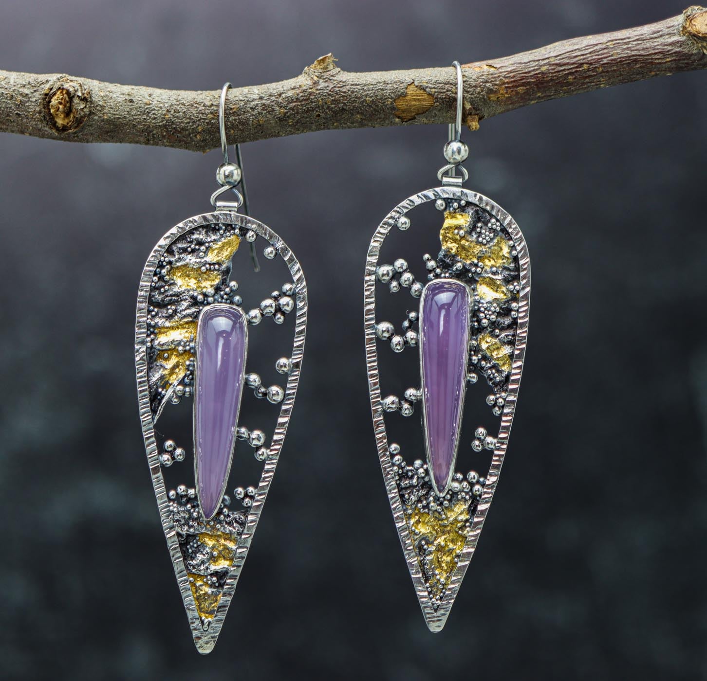 Lavender Chalcedony Talon Earrings