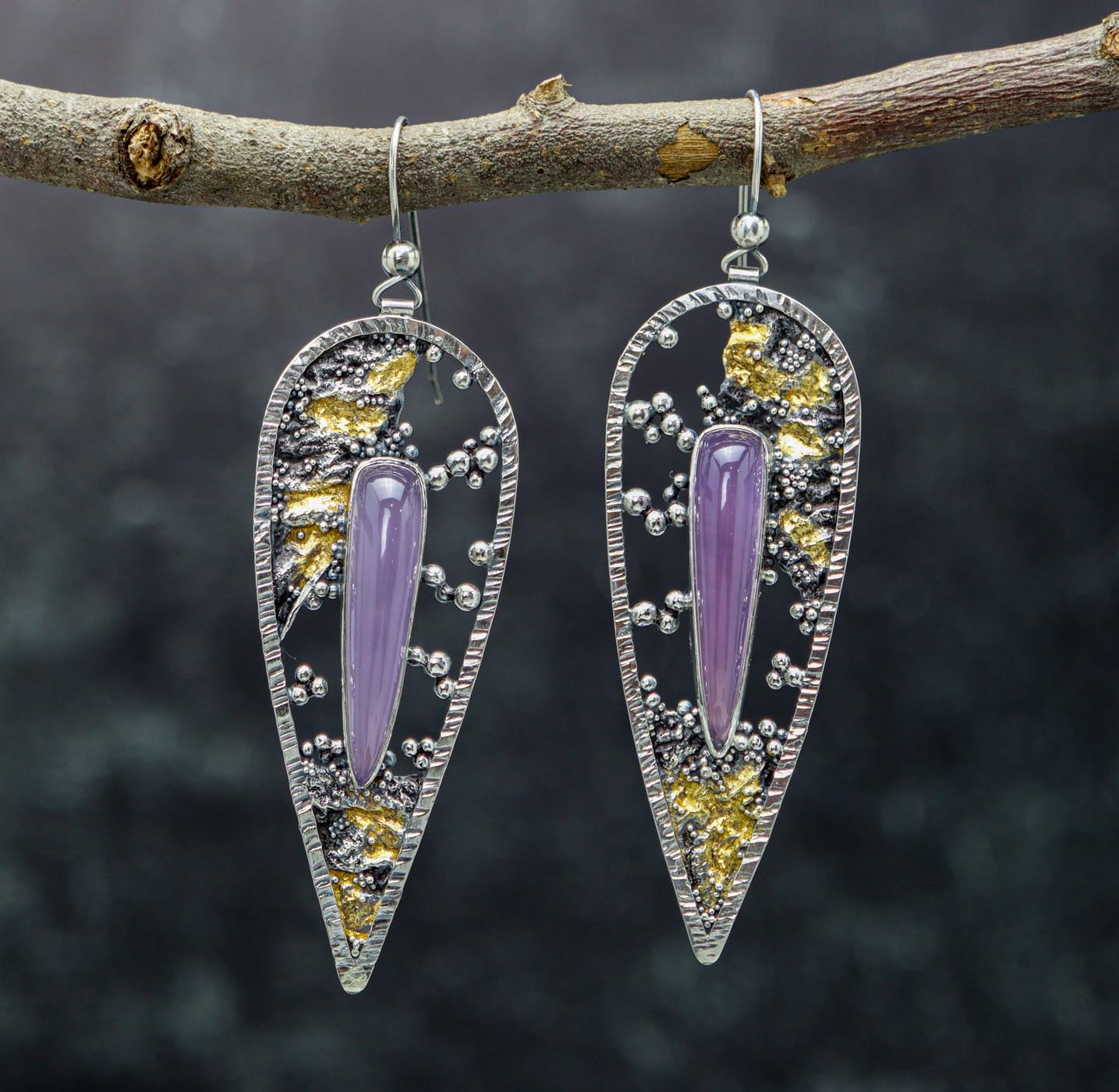 Lavender Chalcedony Talon Earrings