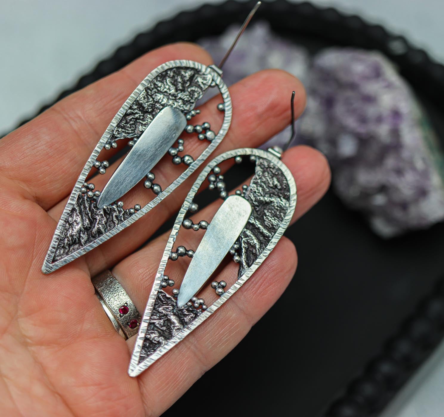 Lavender Chalcedony Talon Earrings
