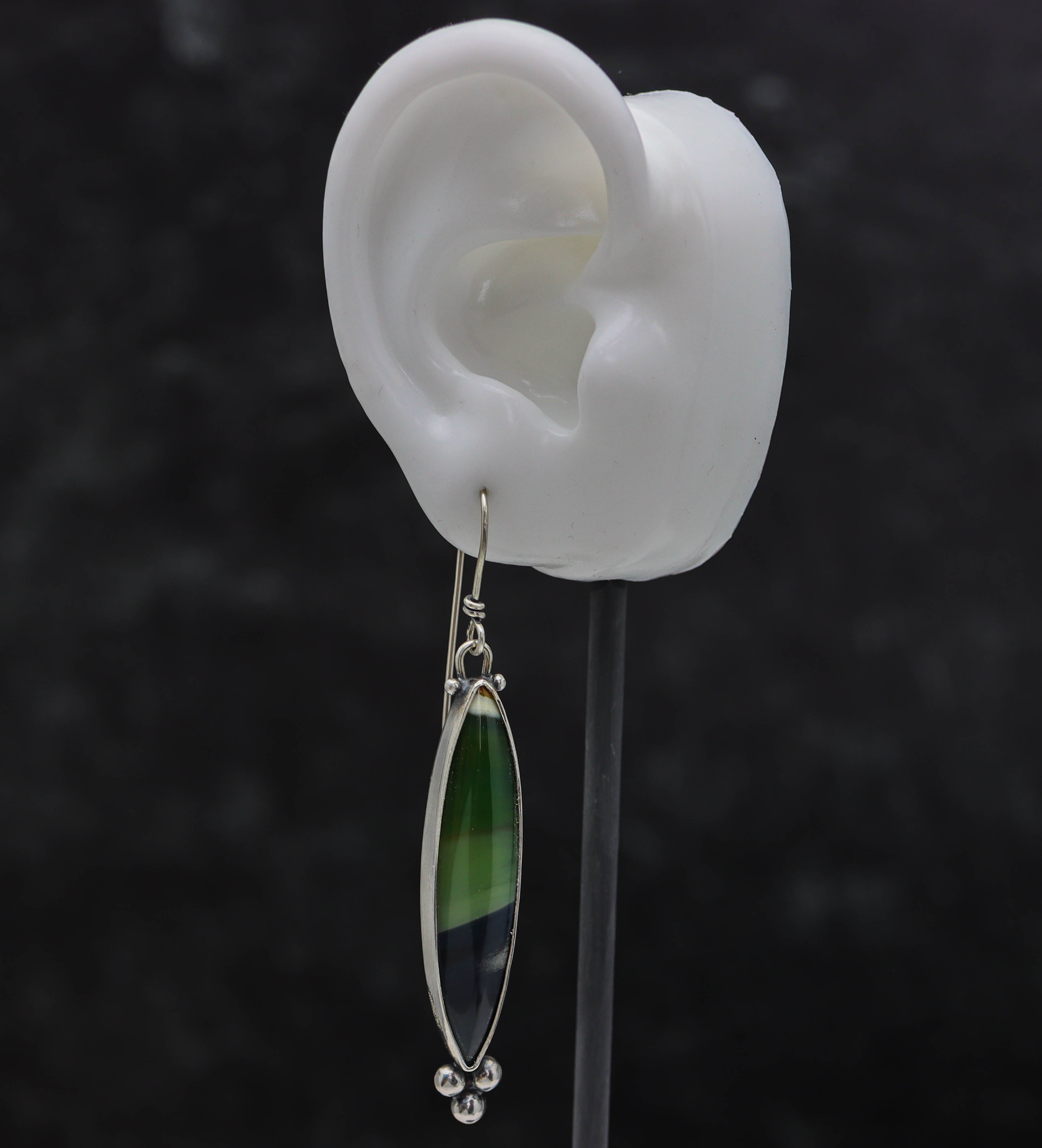 Opalized Petrified Wood Dangle Earrings Sterling Silver