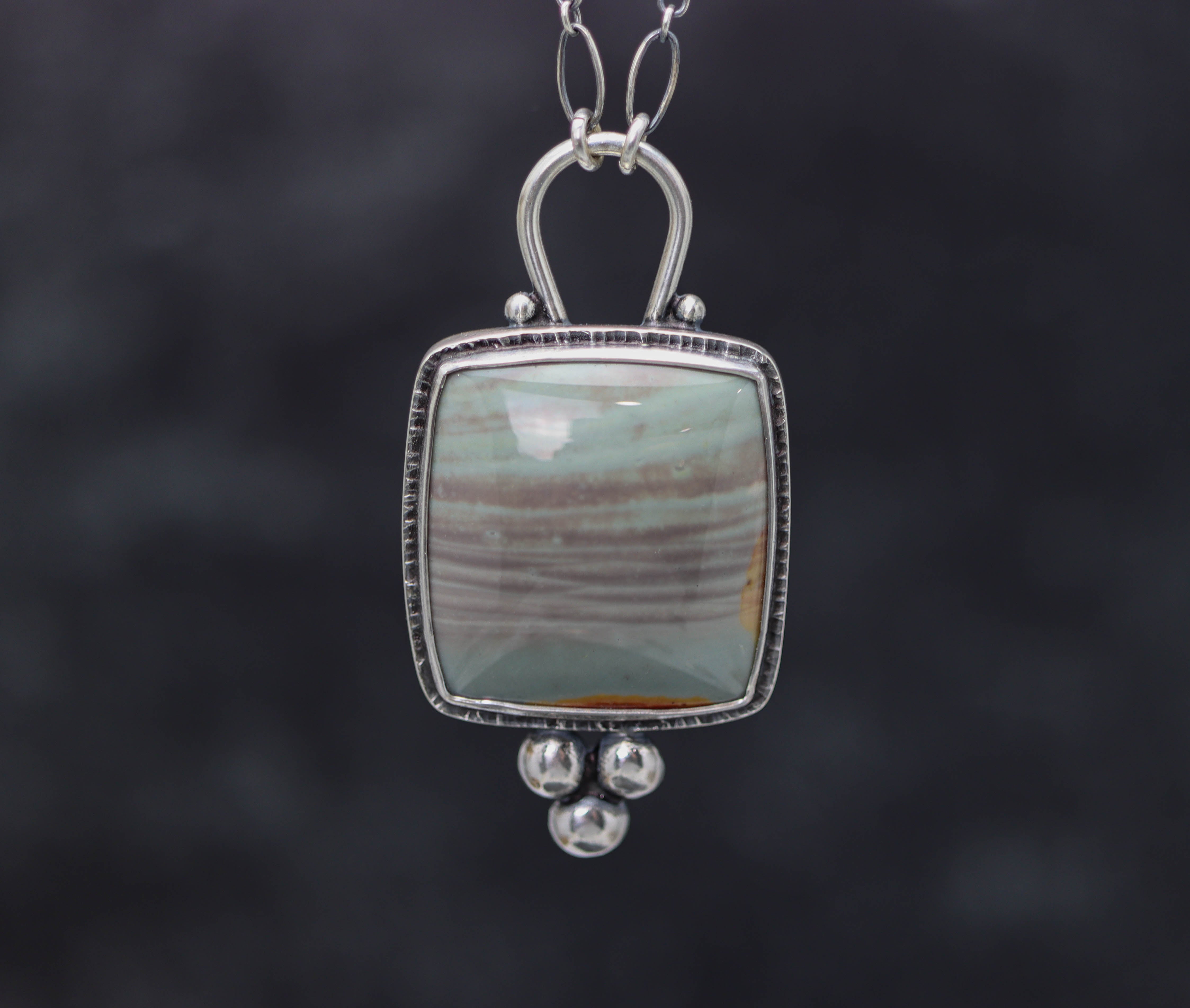 Polychrome Jasper Pendant Necklace in Sterling Silver