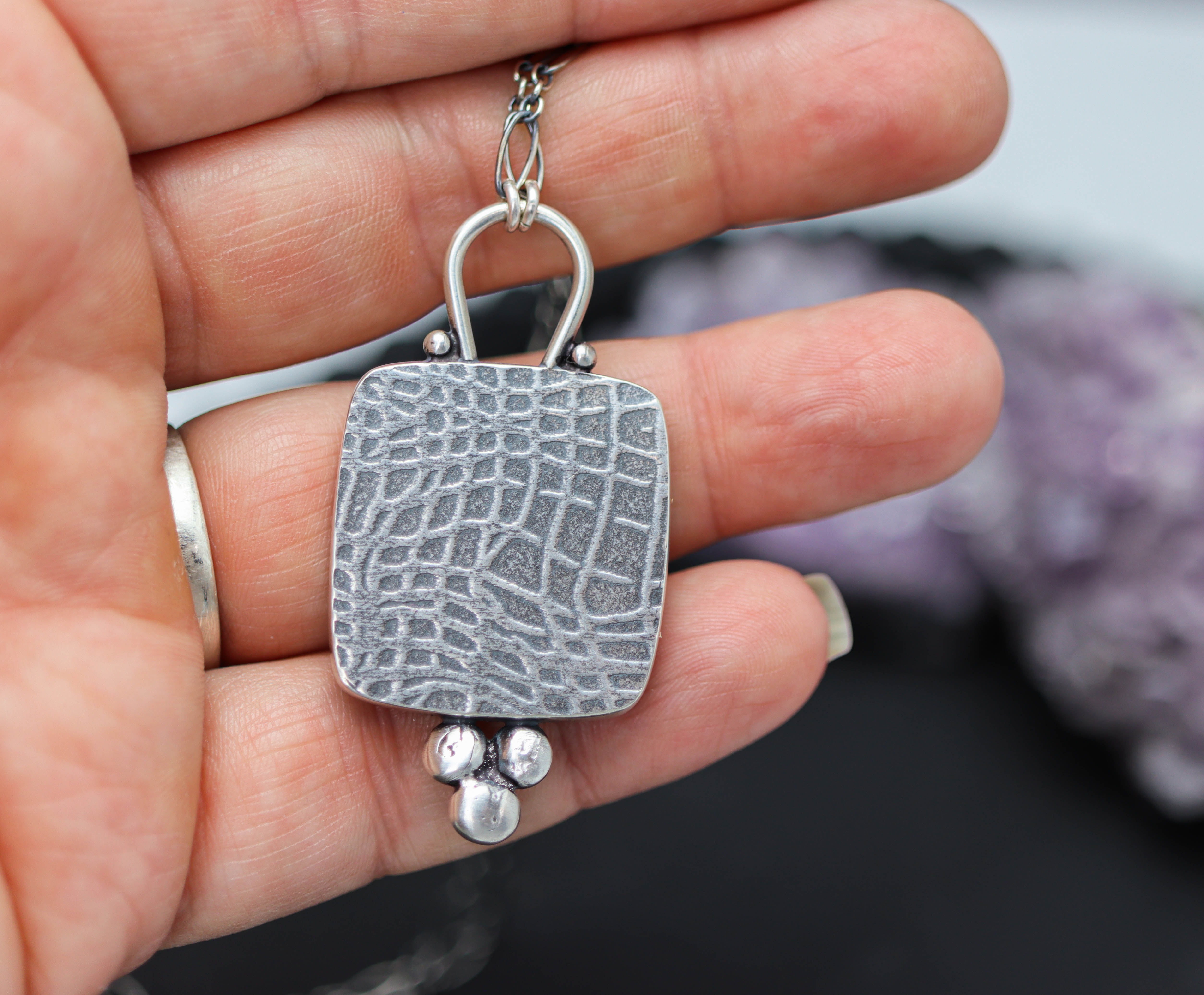 Polychrome Jasper Pendant Necklace in Sterling Silver