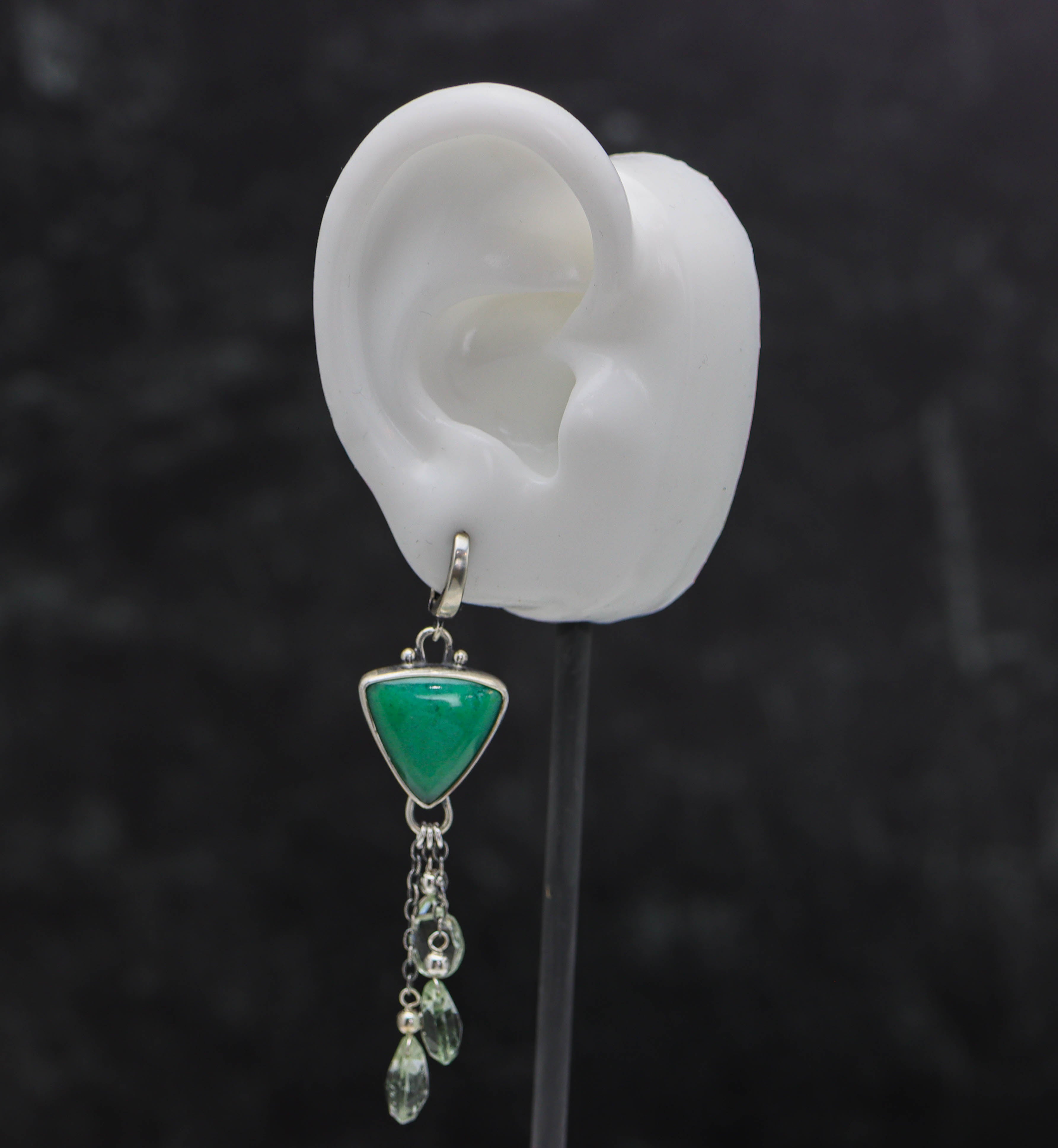 Opalized Chrysocolla and Prasiolite Sterling Silver Earrings