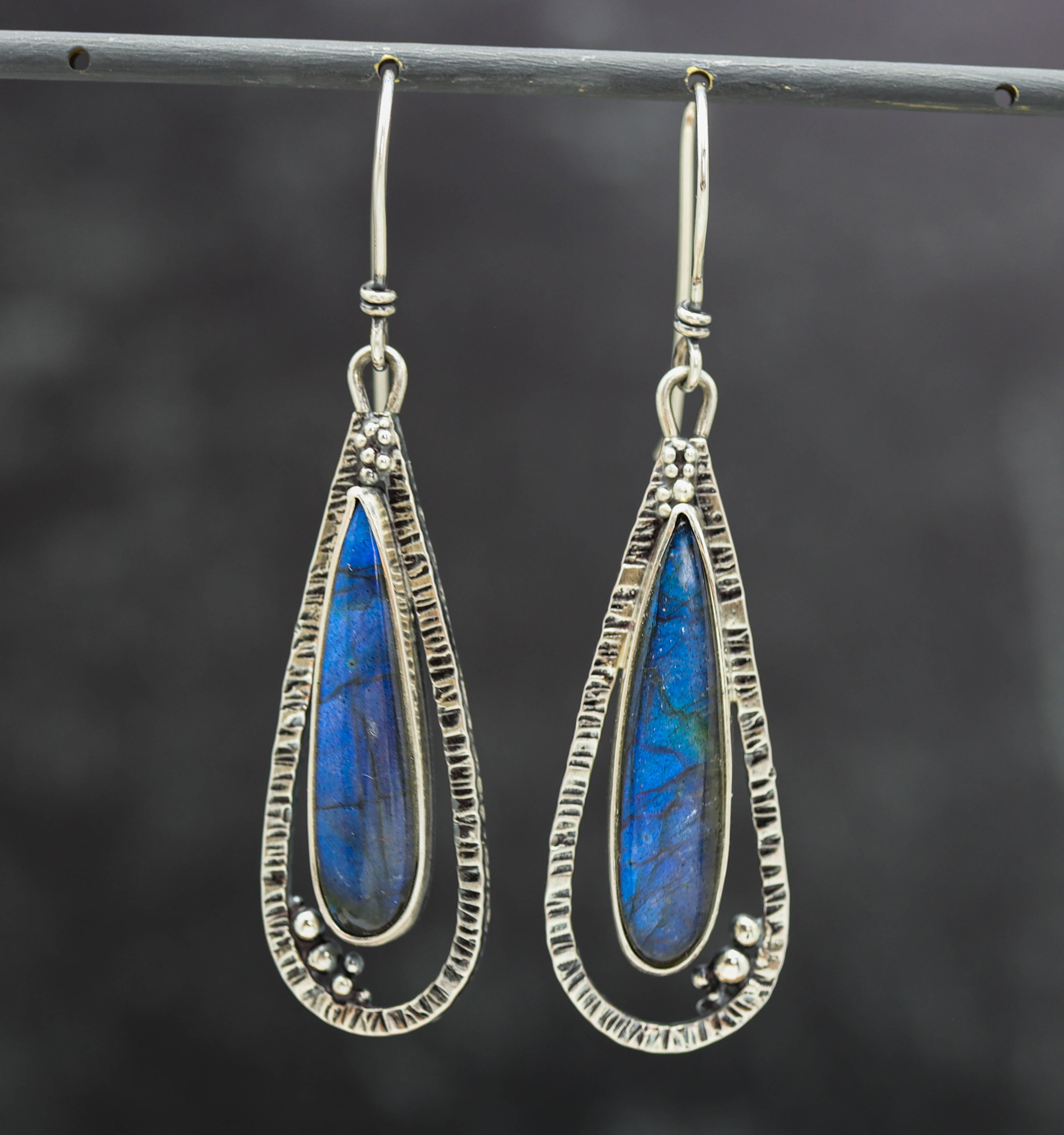 Labradorite Dangle Earrings Sterling Silver