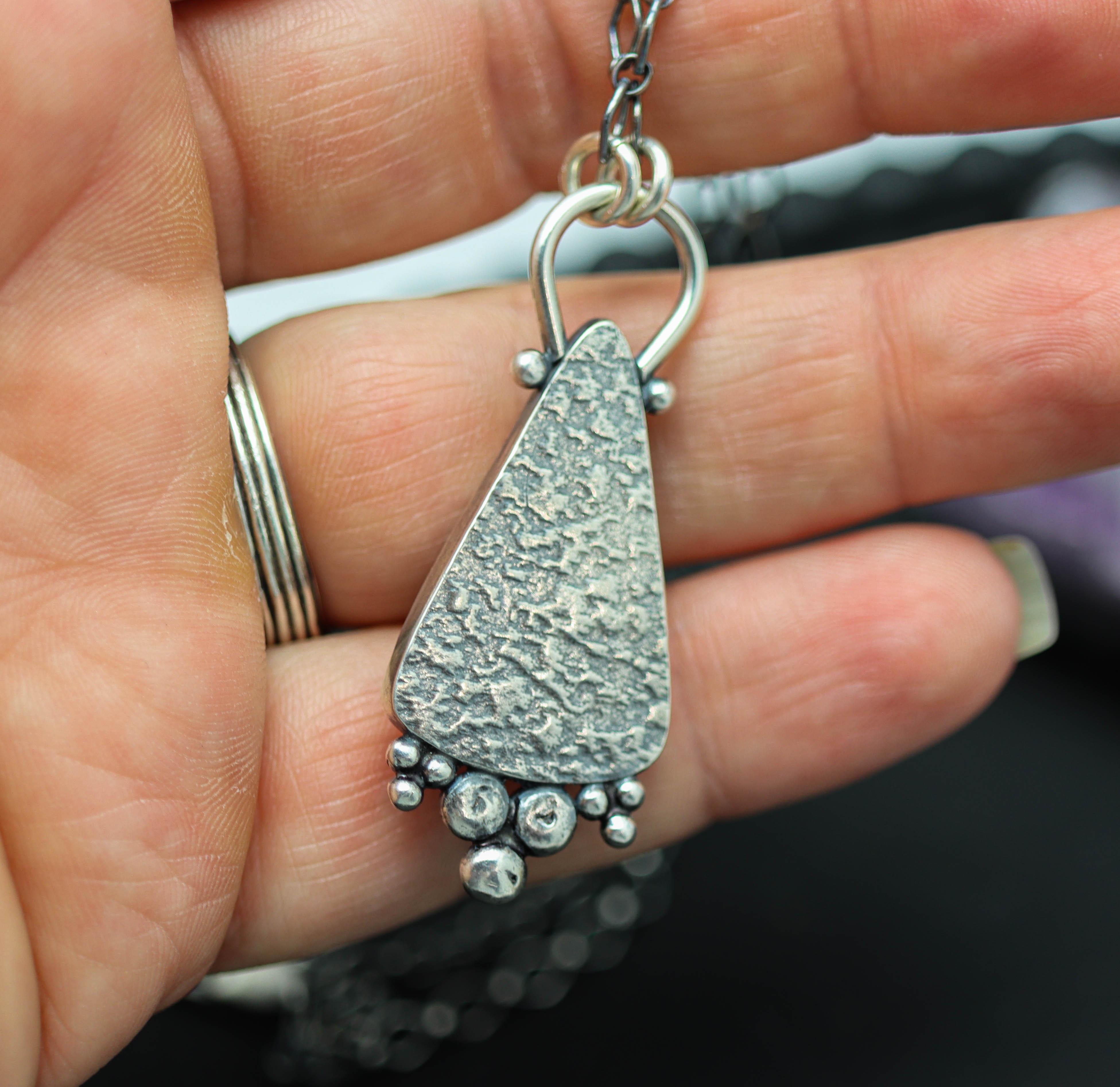 Purple Lepidolite Pendant Sterling Silver One Of a Kind Gemstone Necklace