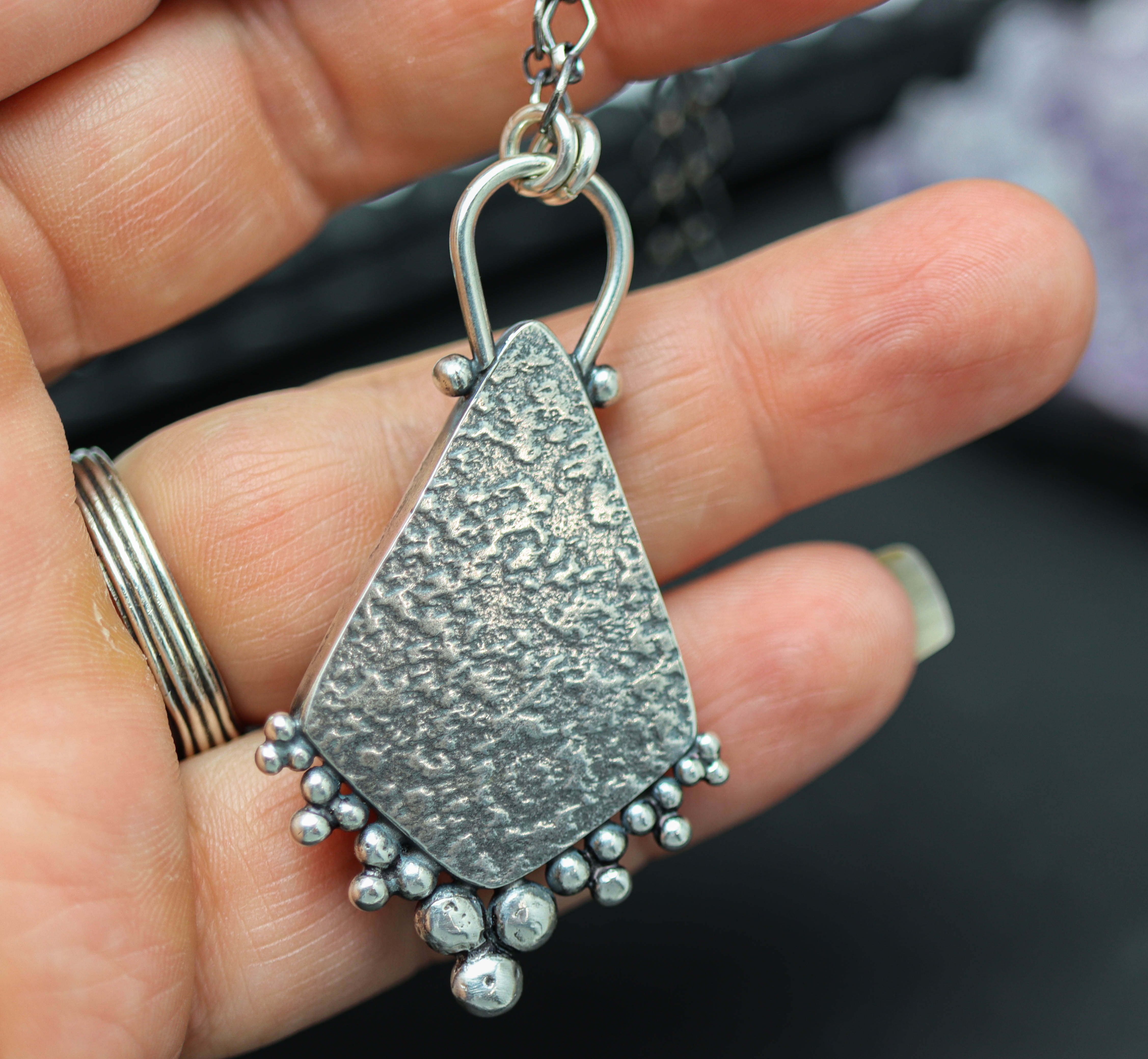 Purple Lepidolite Pendant Sterling Silver One Of a Kind Gemstone Necklace