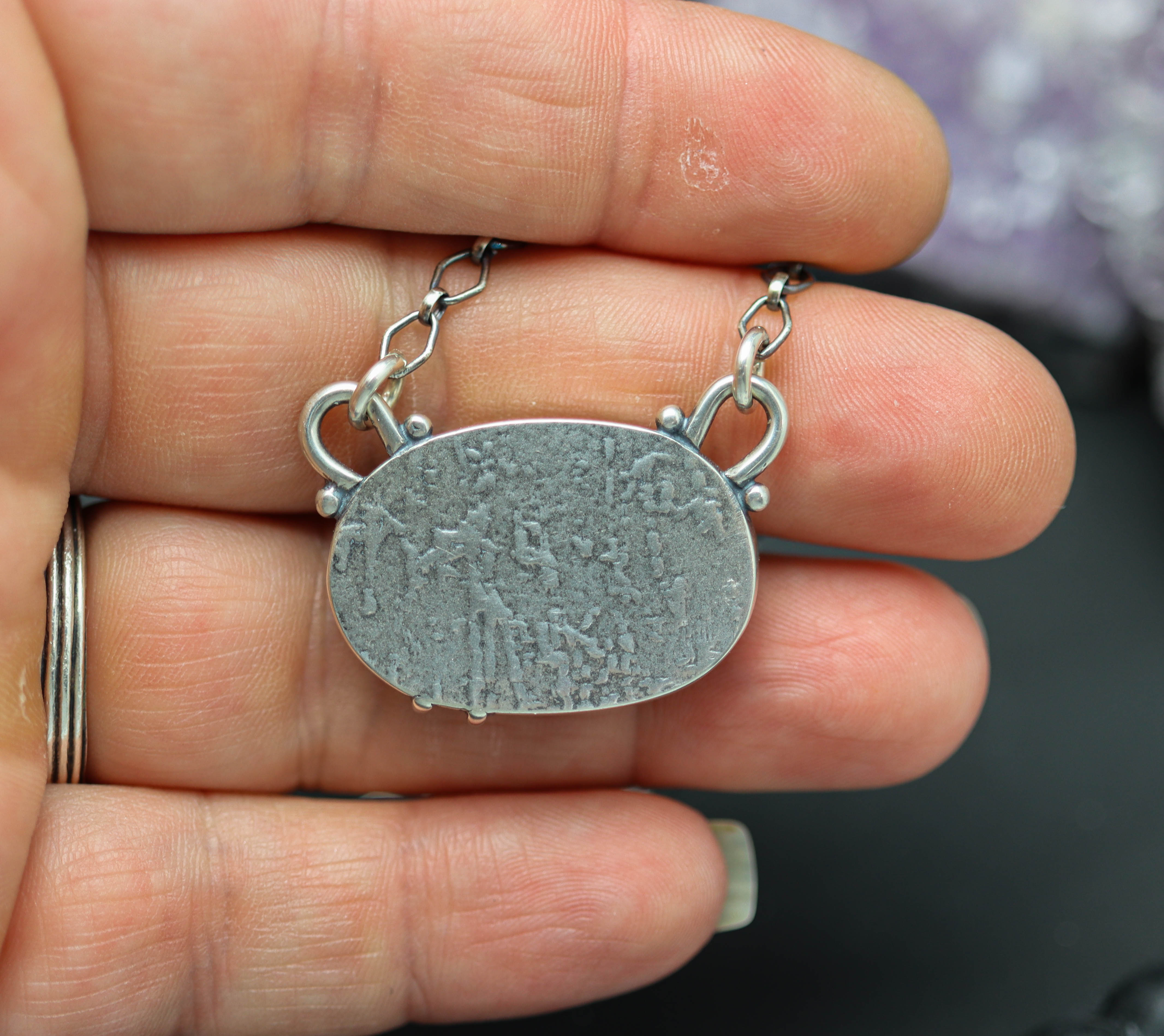 Golden Dendritic Quartz Sterling Silver Pendant Necklace