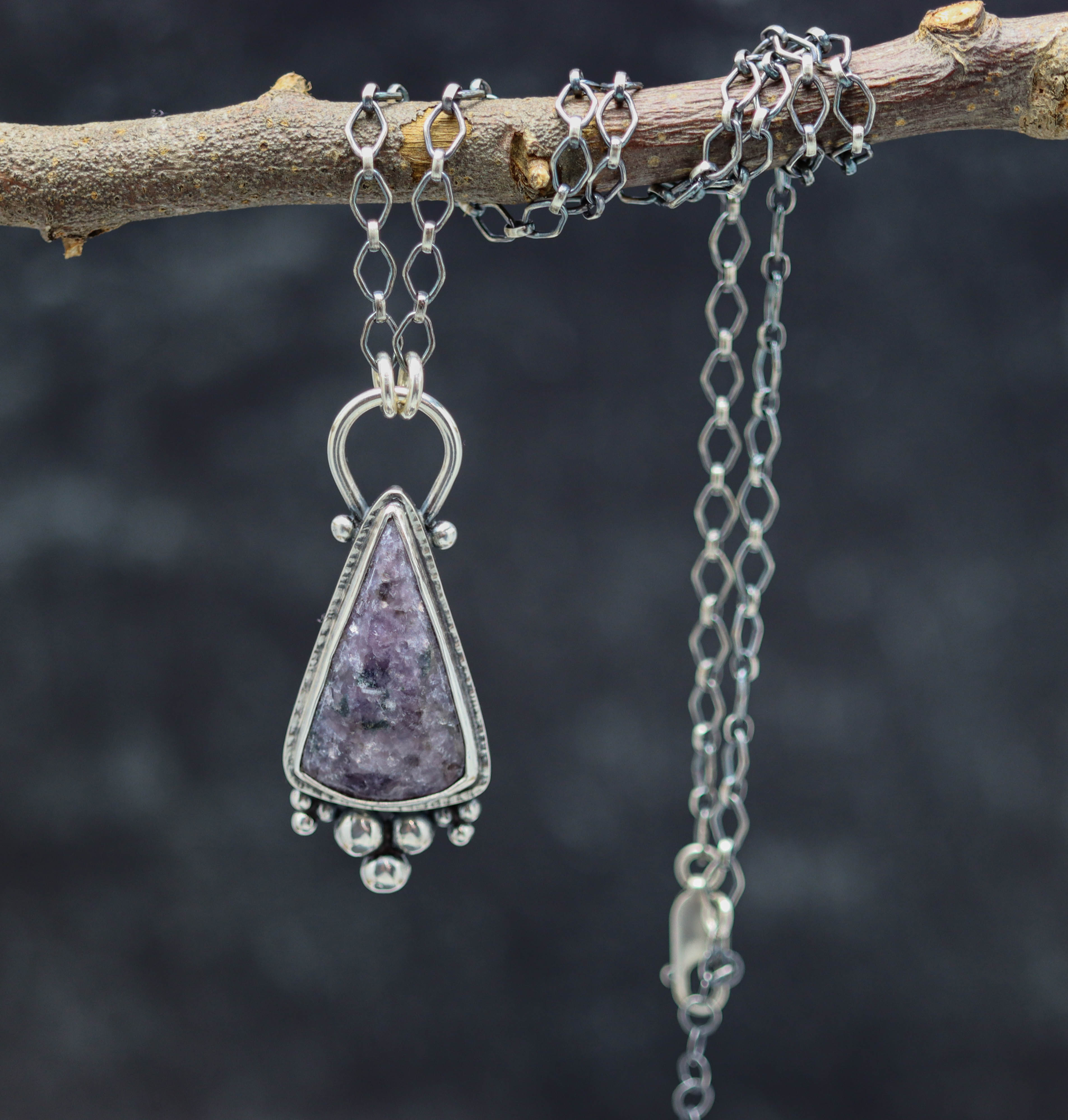 Purple Lepidolite Pendant Sterling Silver One Of a Kind Gemstone Necklace