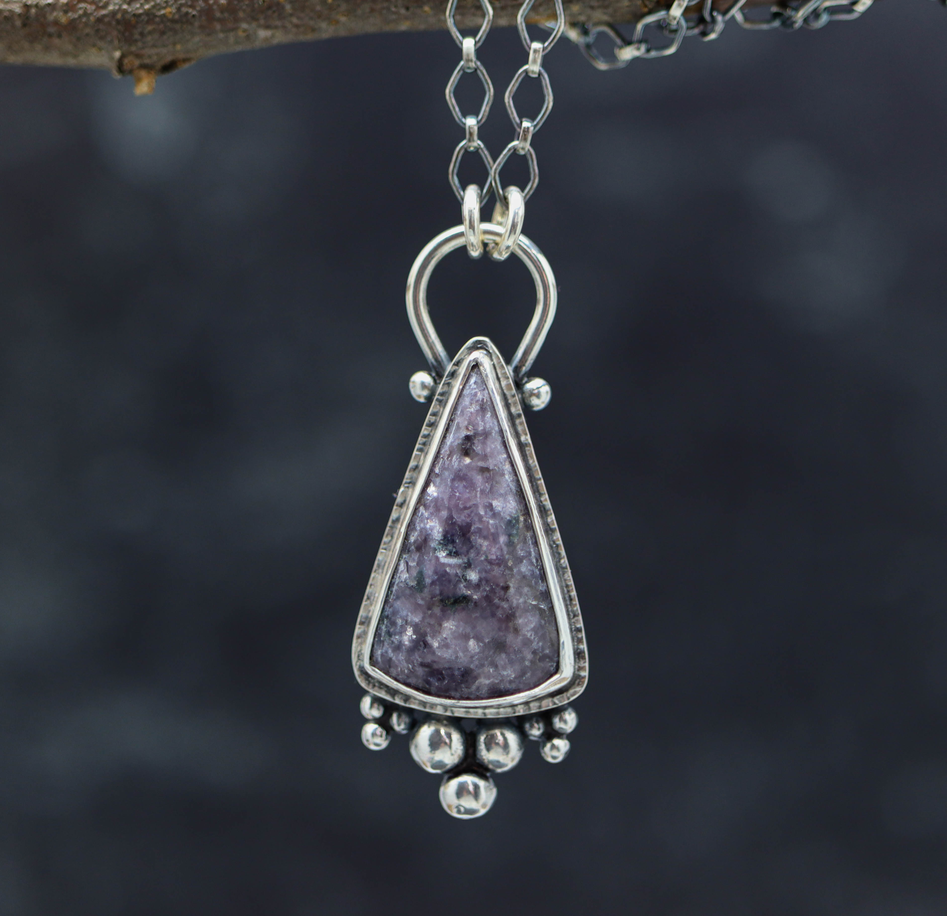 Purple Lepidolite Pendant Sterling Silver One Of a Kind Gemstone Necklace