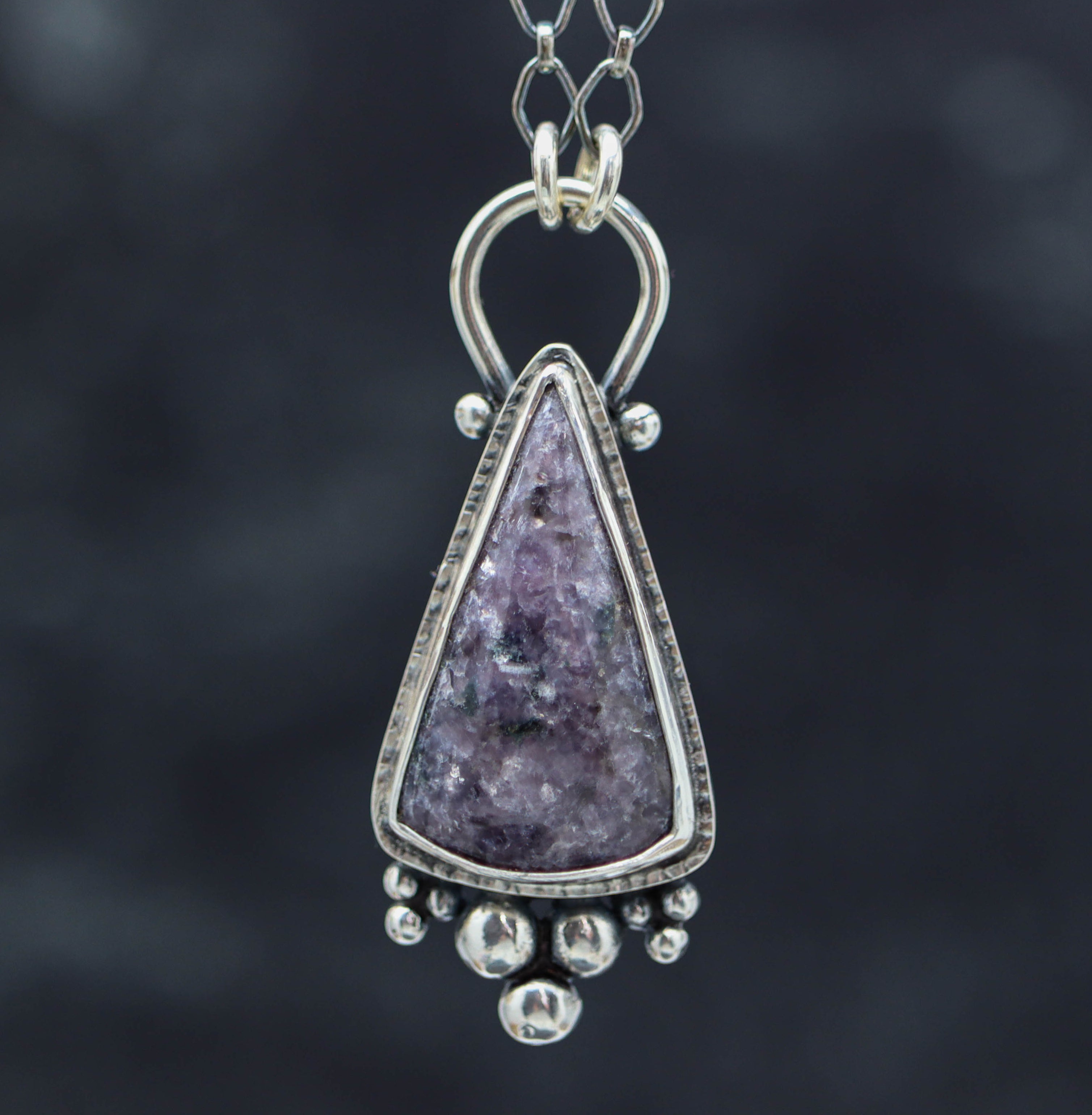 Purple Lepidolite Pendant Sterling Silver One Of a Kind Gemstone Necklace