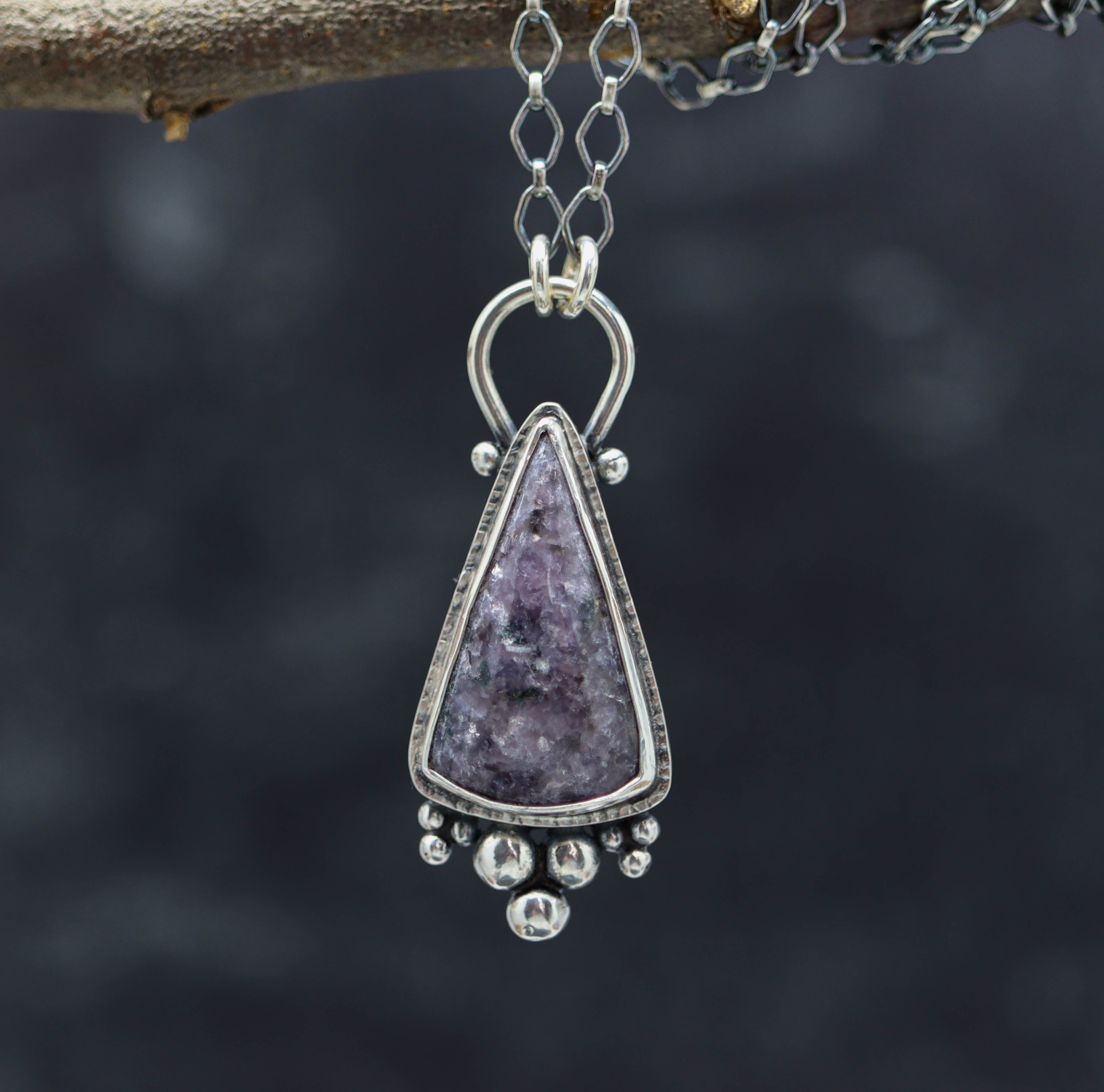 Purple Lepidolite Pendant Sterling Silver One Of a Kind Gemstone Necklace