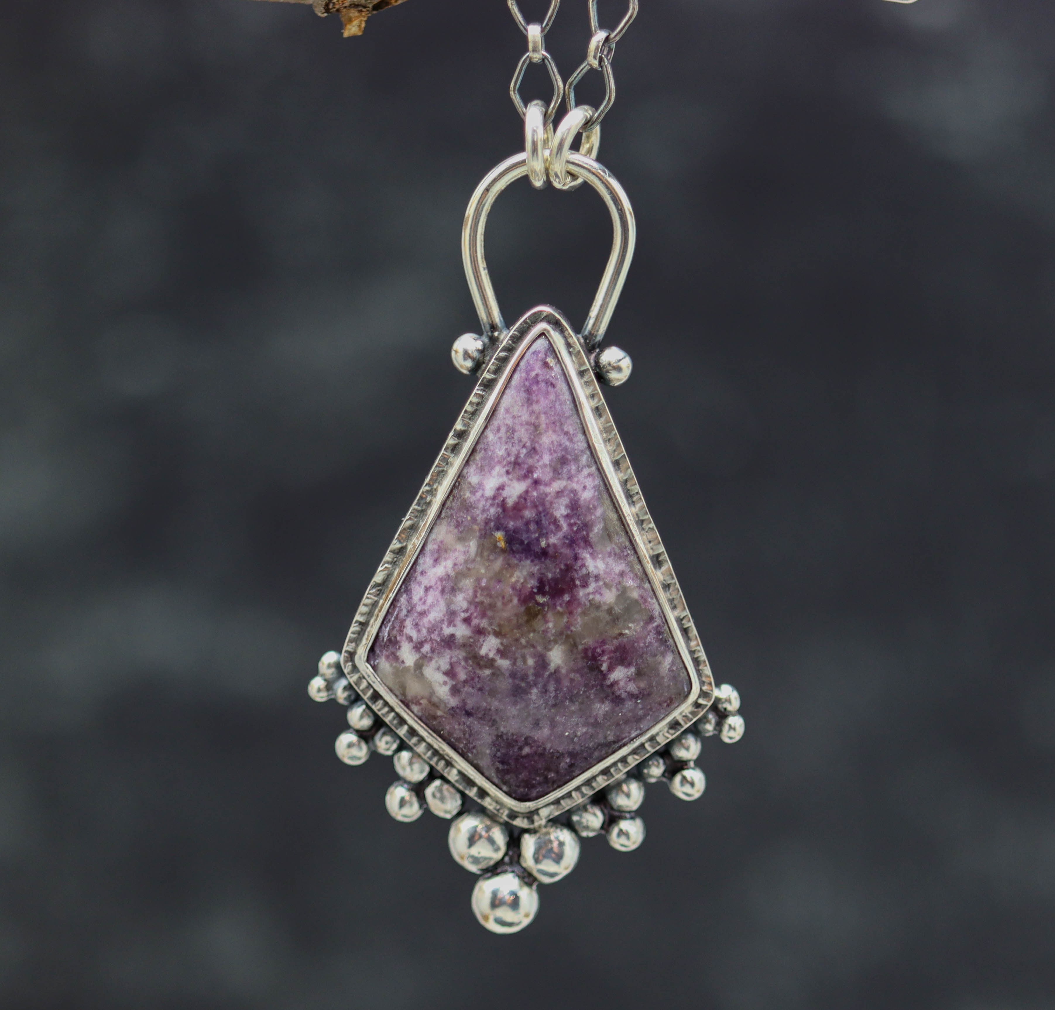 Purple Lepidolite Pendant Sterling Silver One Of a Kind Gemstone Necklace