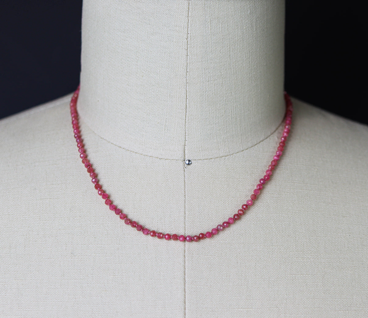 Rhodochrosite Hand-Knotted Strand Necklace in Sterling Silver