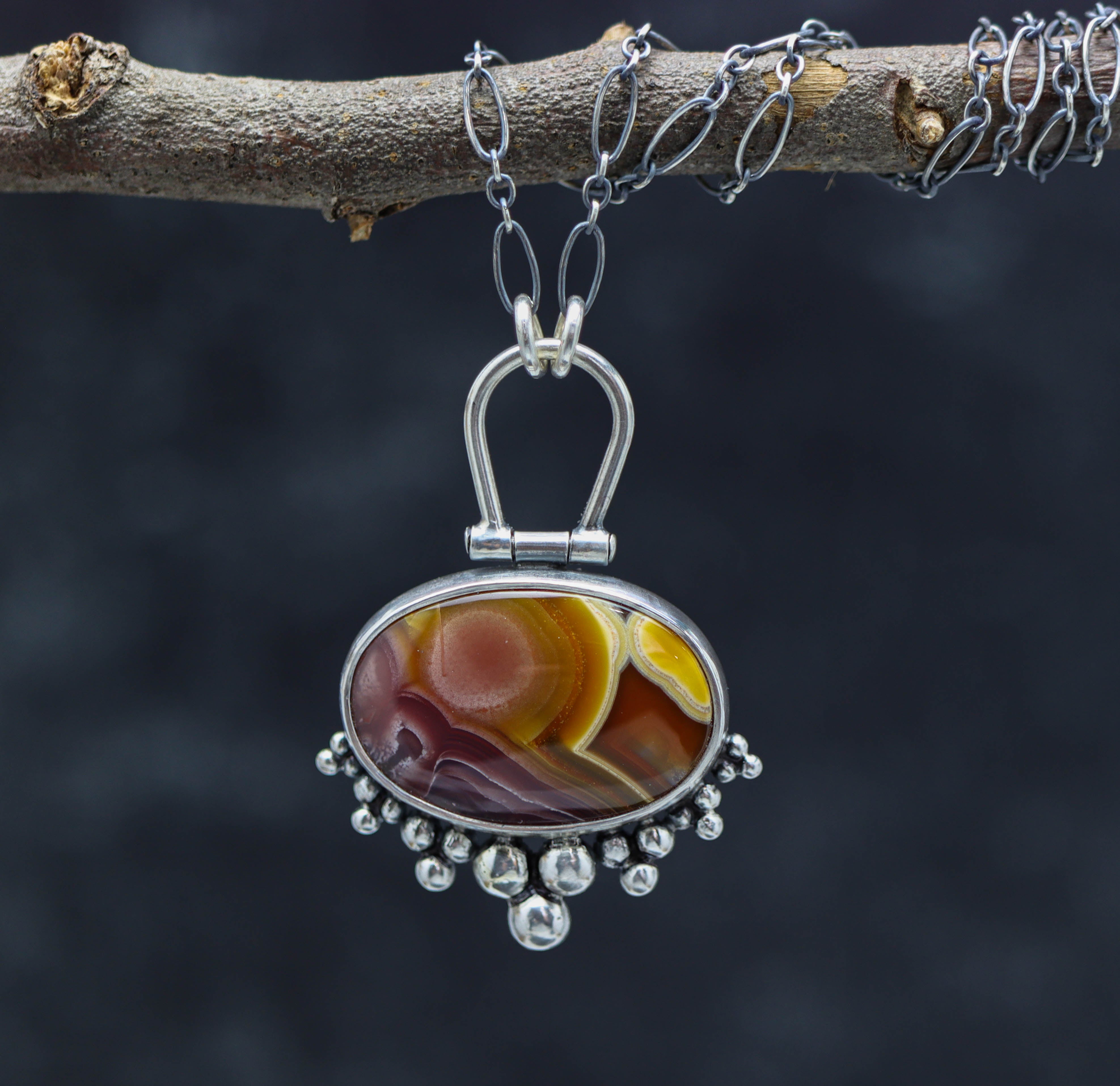 Agua Nueva Agate Pendant Sterling Silver Gemstone Necklace