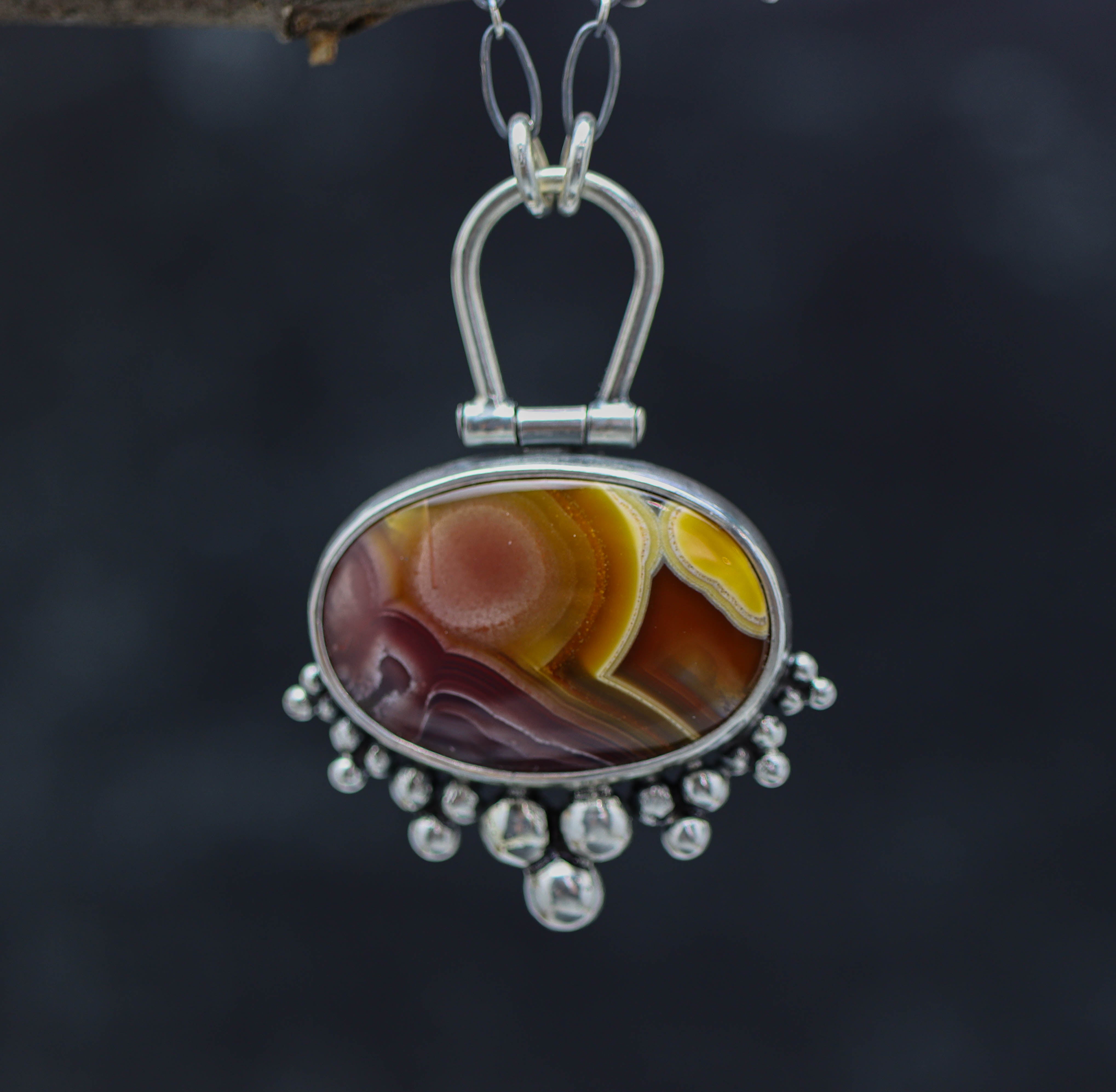 Agua Nueva Agate Pendant Sterling Silver Gemstone Necklace