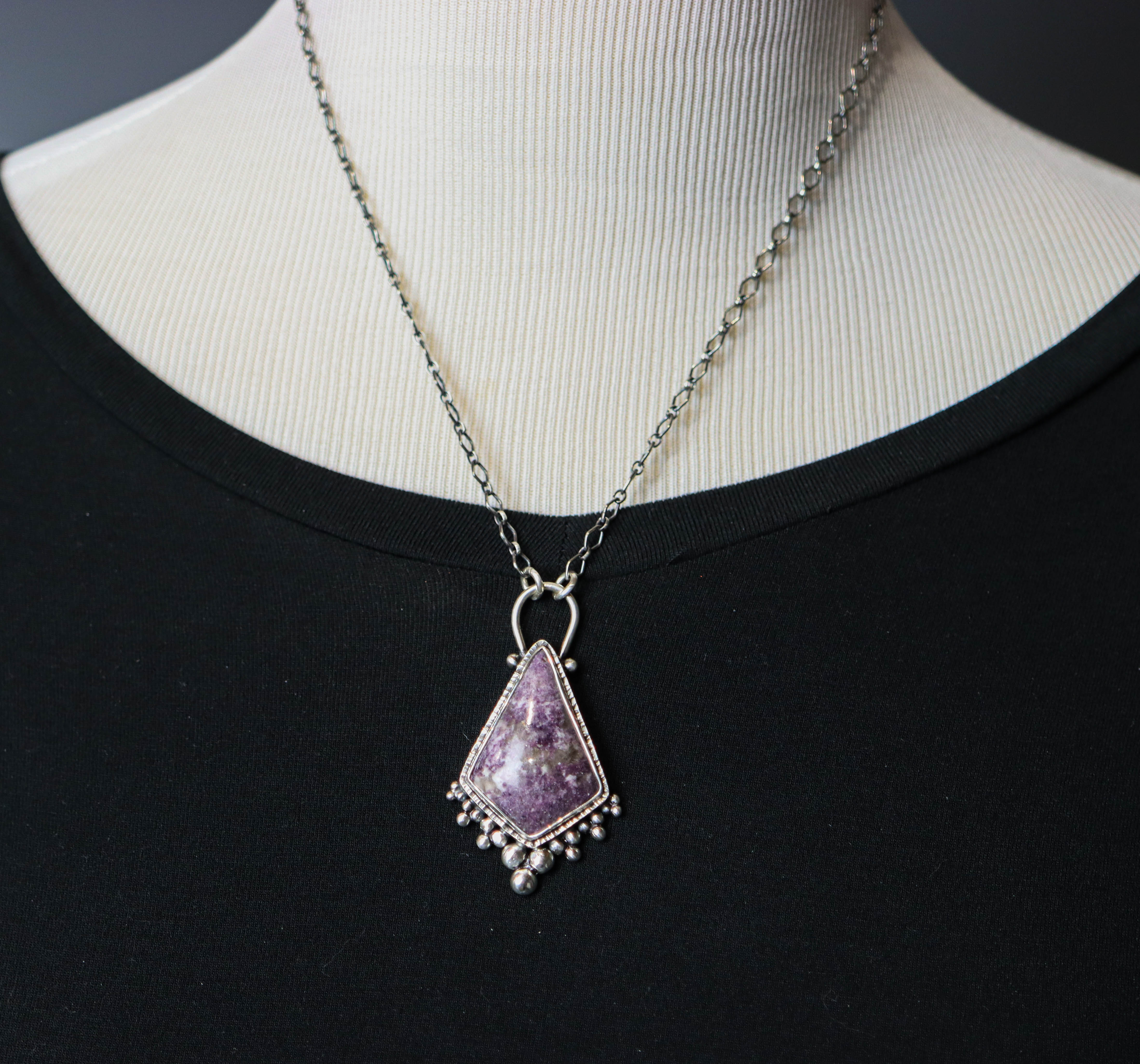 Purple Lepidolite Pendant Sterling Silver One Of a Kind Gemstone Necklace