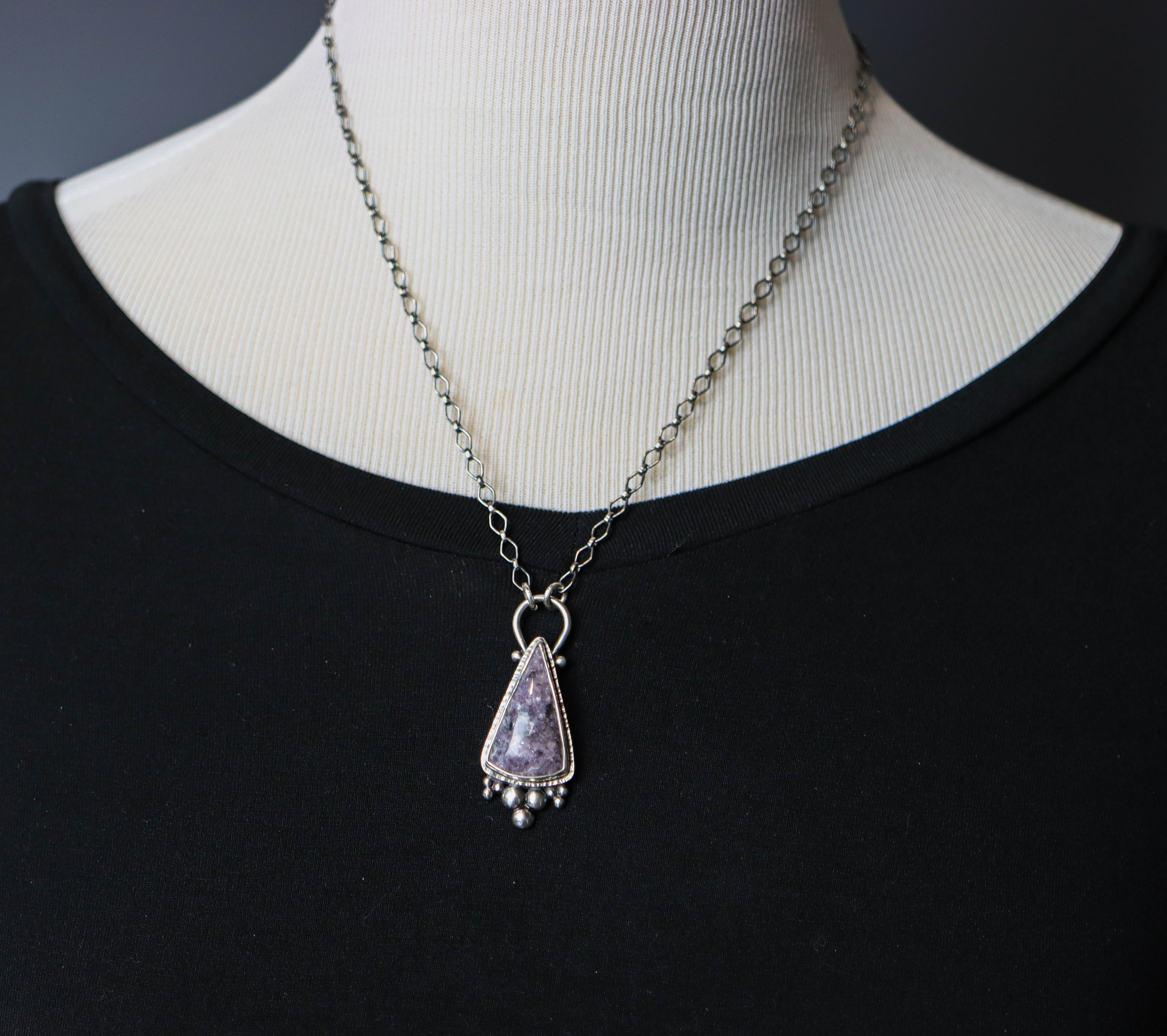 Purple Lepidolite Pendant Sterling Silver One Of a Kind Gemstone Necklace