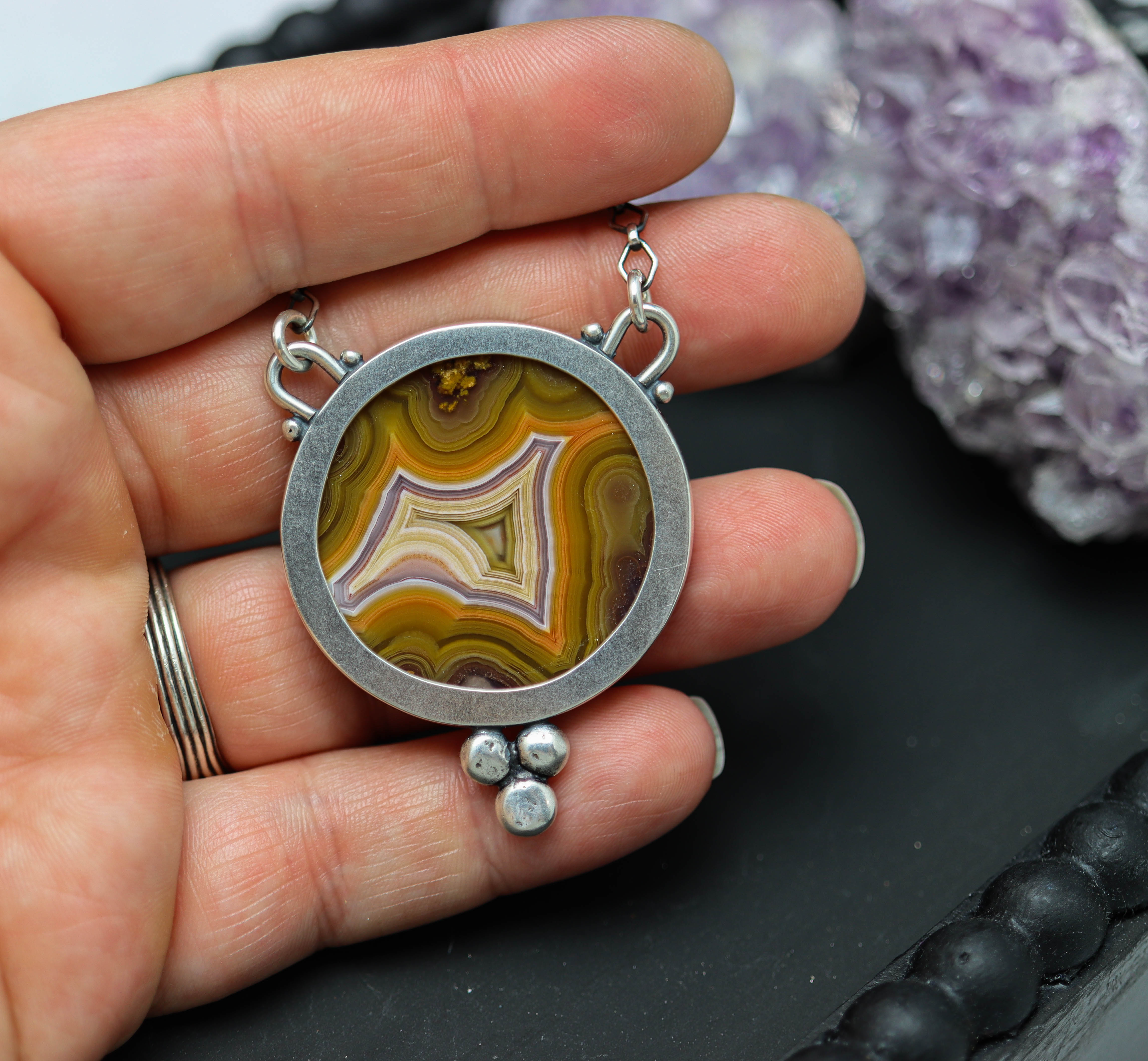 Laguna Agate Statement Necklace in Sterling & Fine Silver