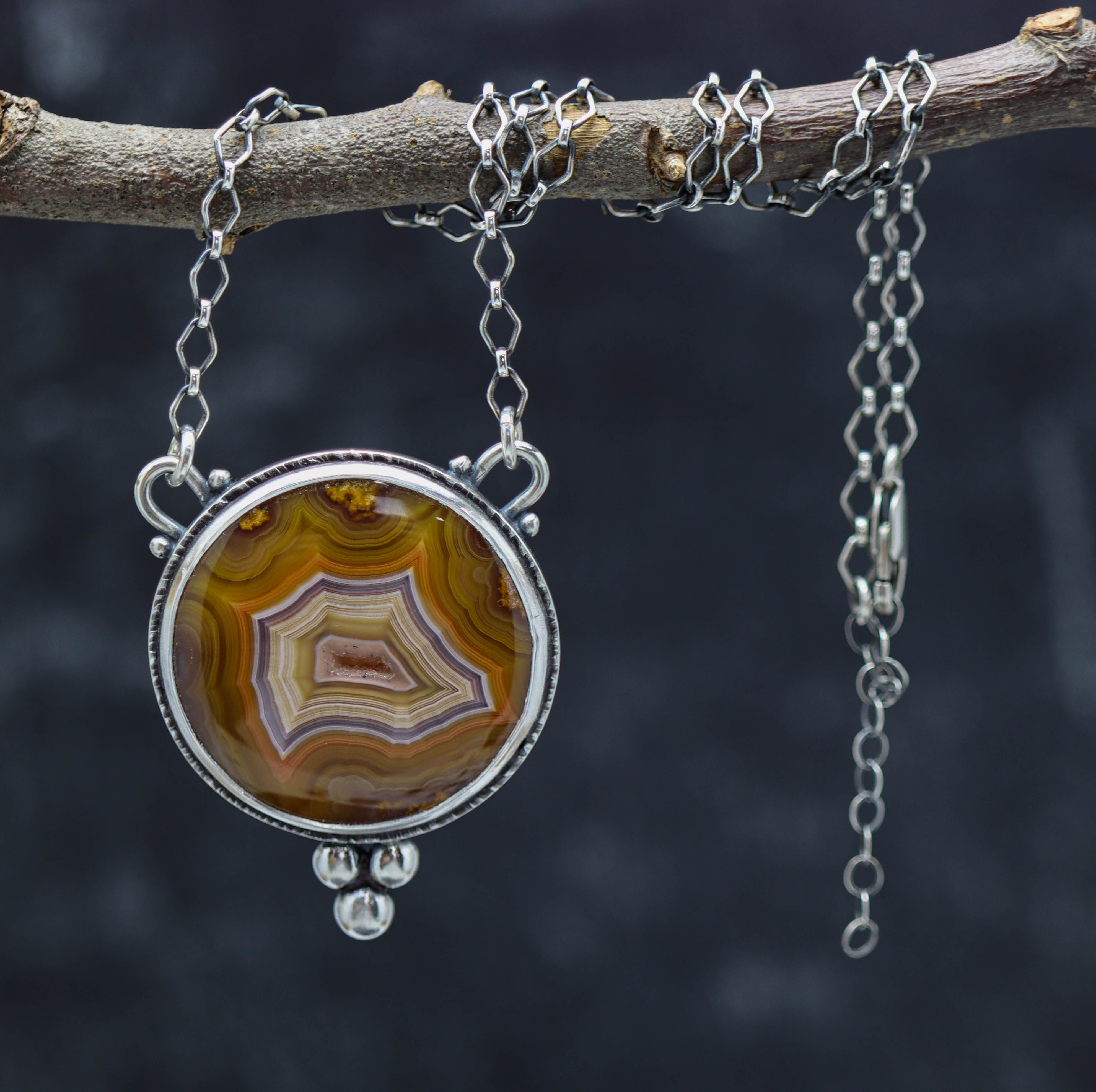 Laguna Agate Statement Necklace in Sterling & Fine Silver