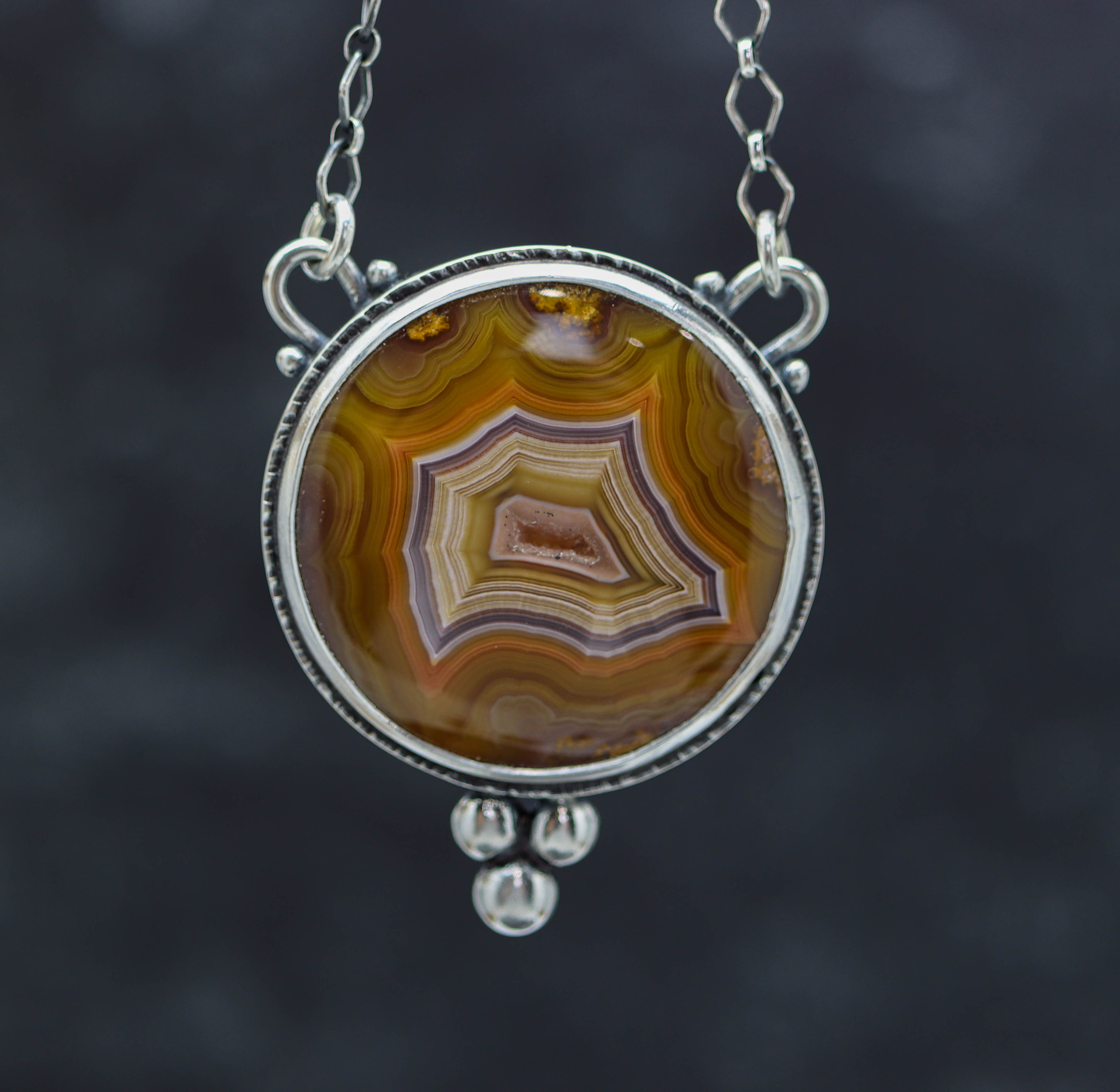 Laguna Agate Statement Necklace in Sterling & Fine Silver