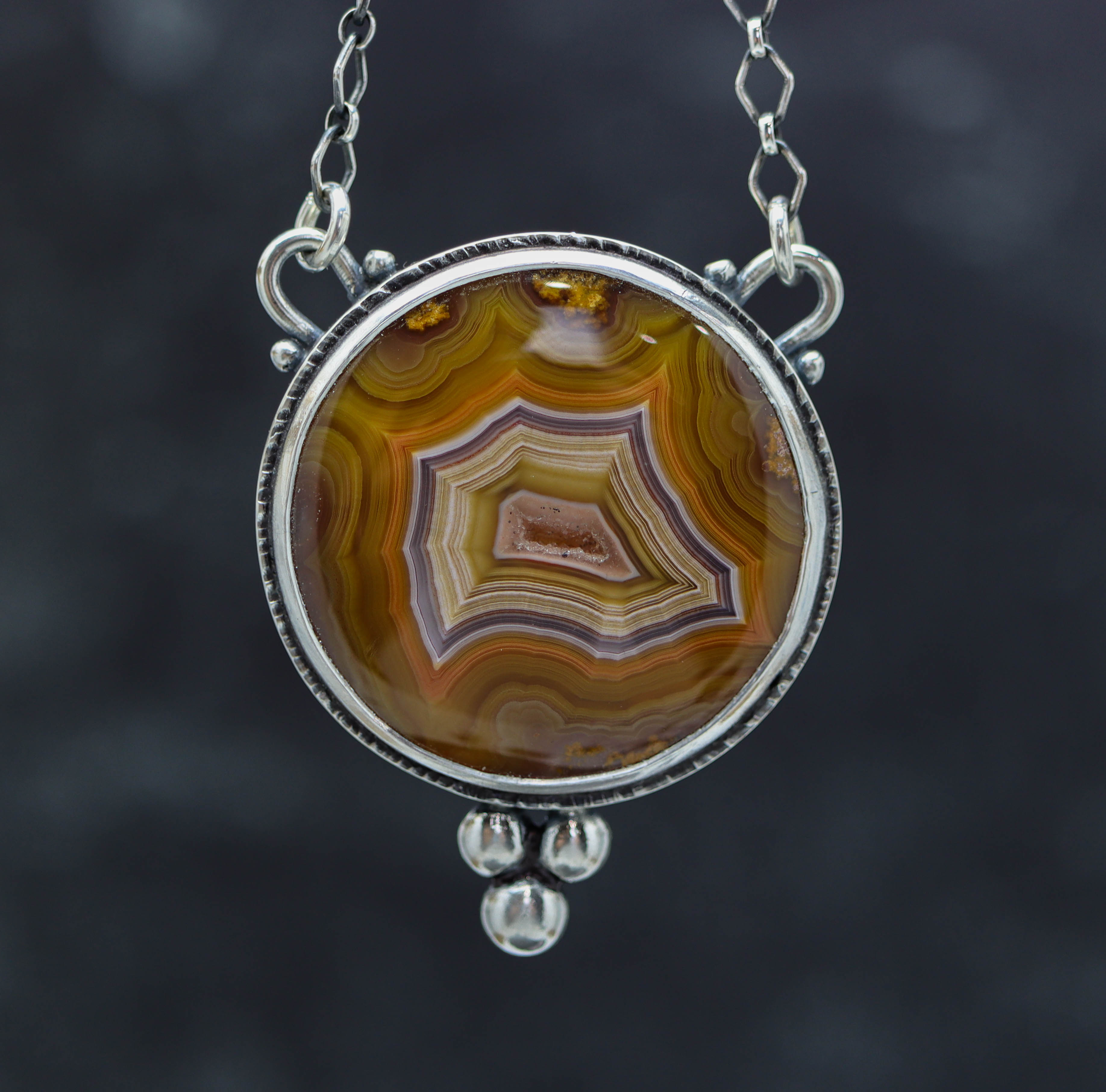 The Other Big Laguna Agate Of a Kind Gemstone Necklace Sterling Silver