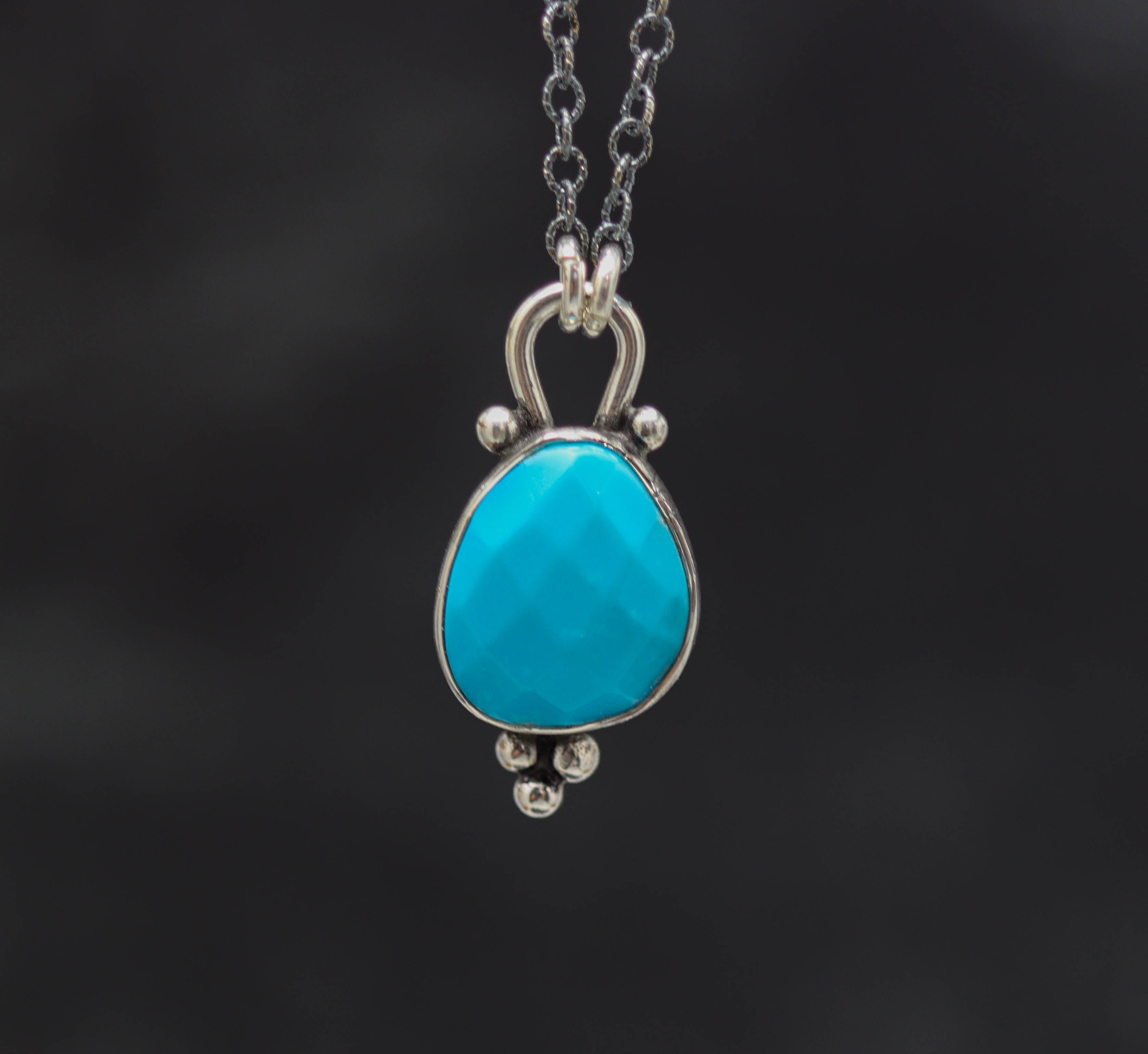 Turquoise Petite Pendant Necklace in Sterling Silver