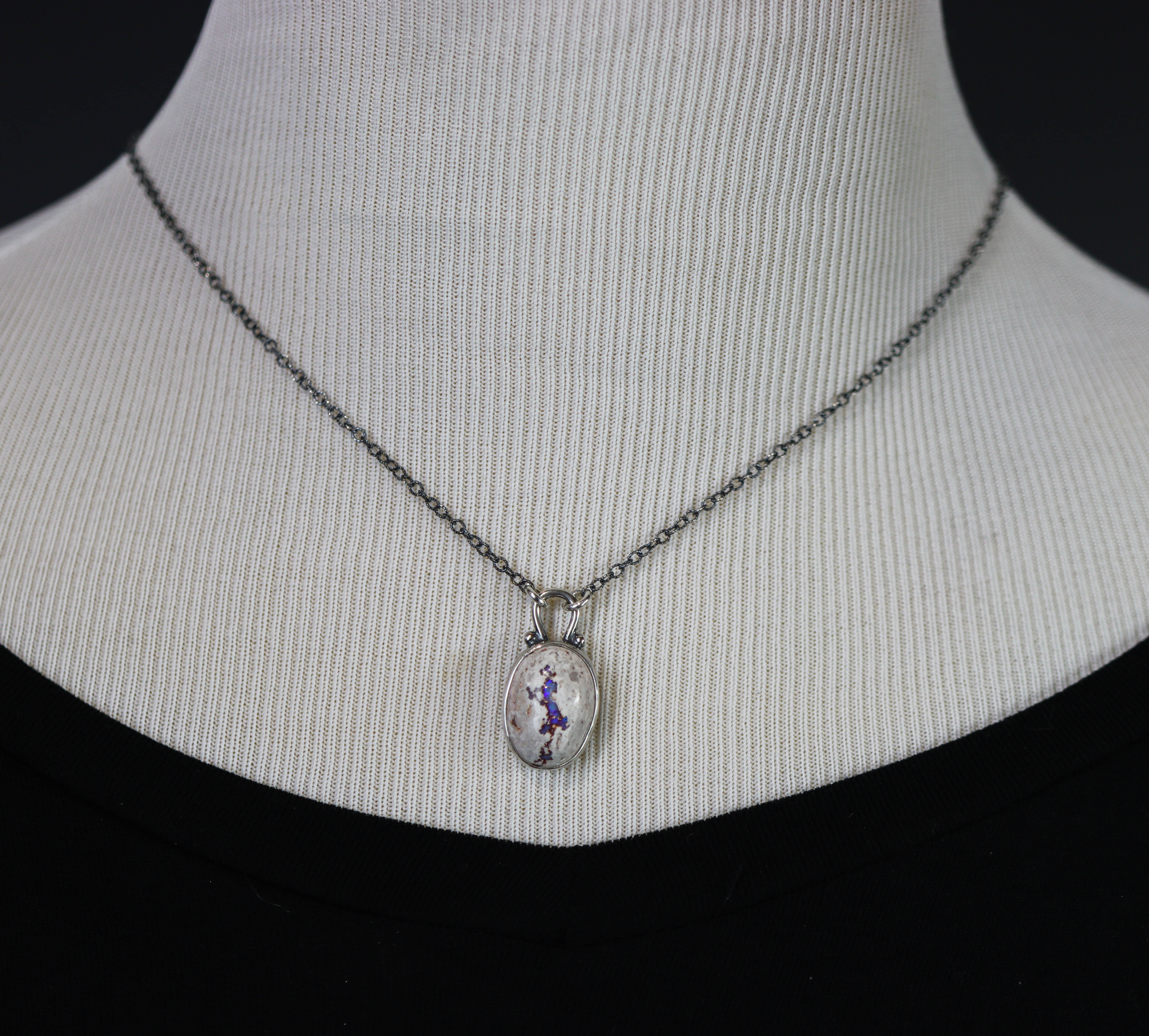 Mexican Fire Opal Petite Pendant Necklace in Sterling Silver