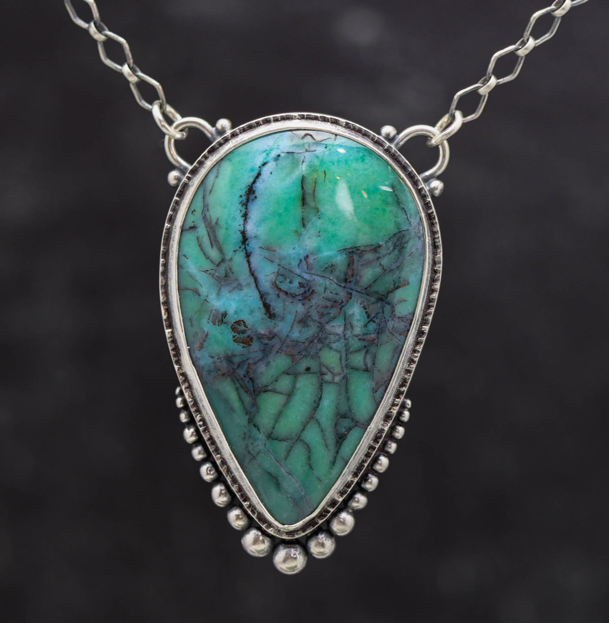 Obi Island Opalized Petrified Wood Statement Pendant Necklace in Sterling Silver