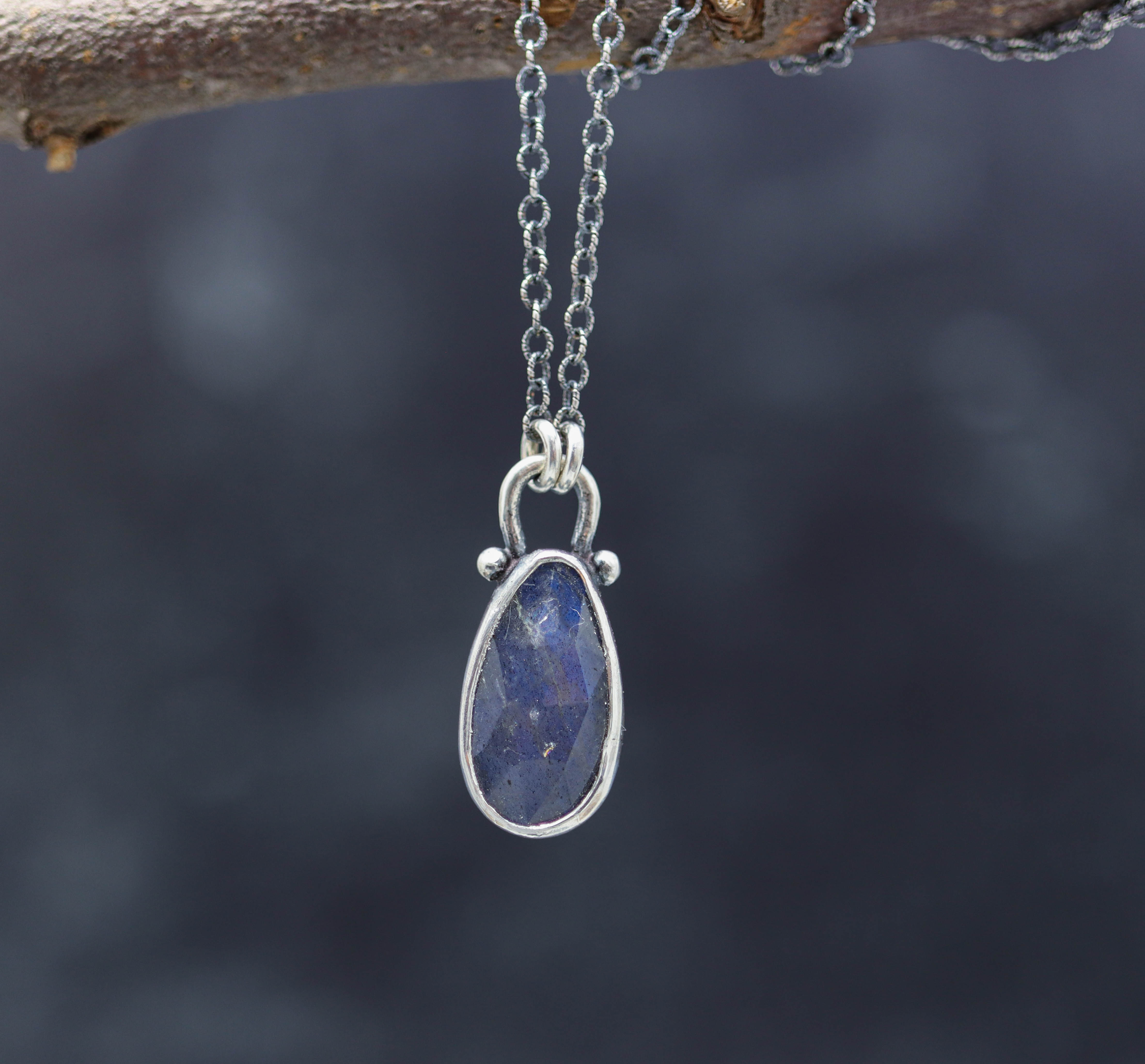 Labradorite Petite Pendant Necklace in Sterling Silver