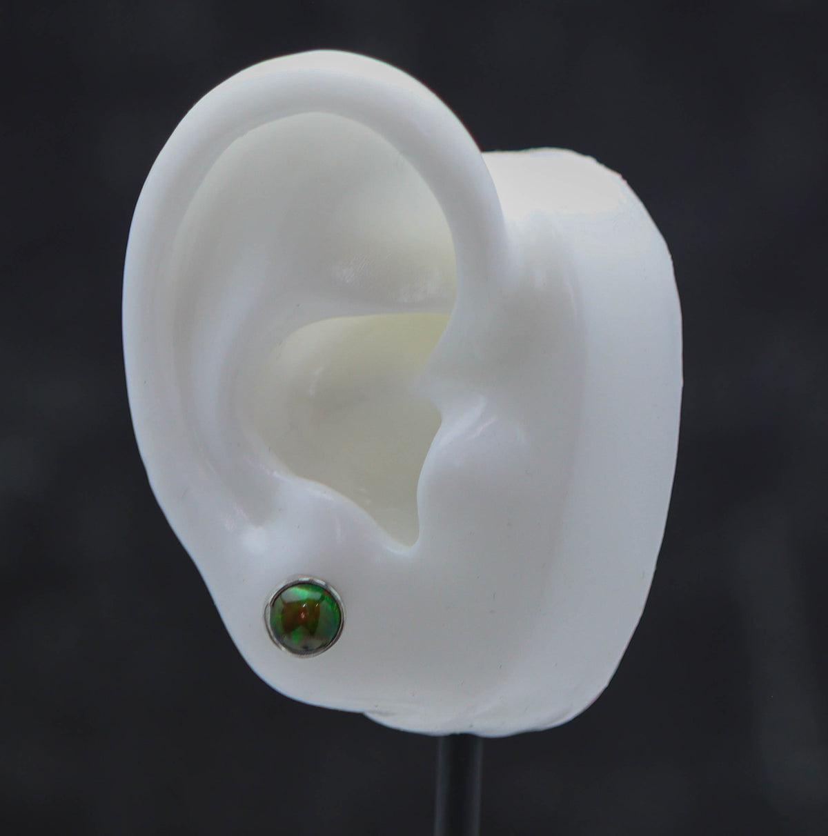 Ethiopian Black Opal Stud Earrings Sterling Silver