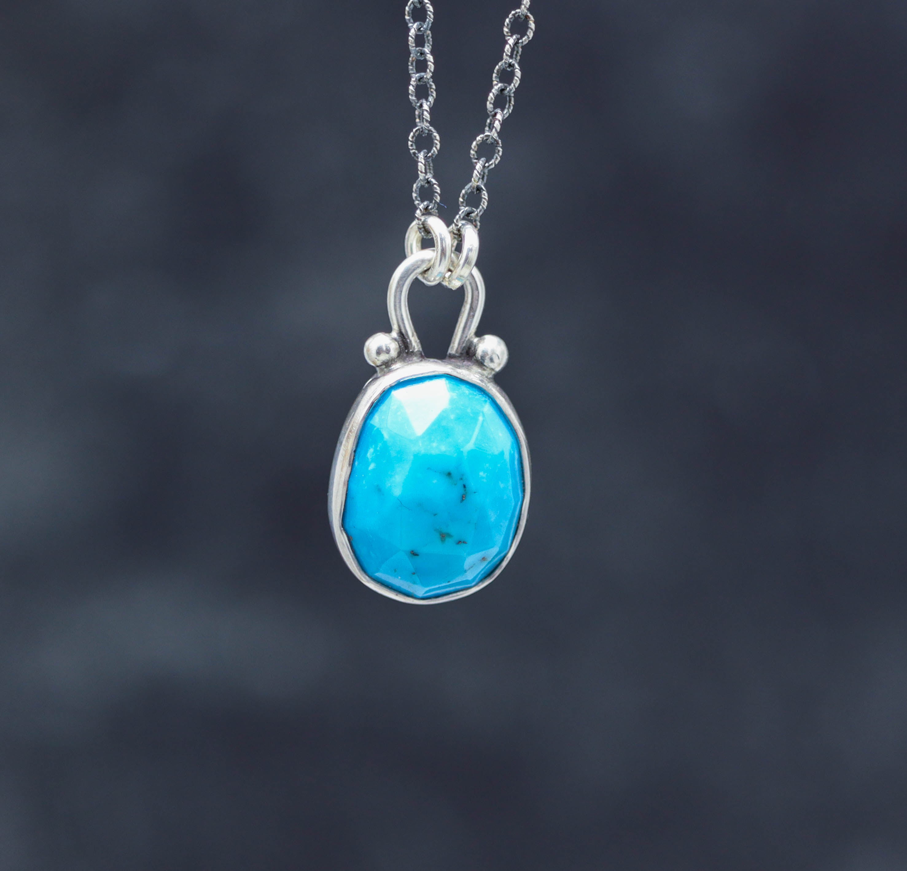Turquoise Petite Pendant Necklace in Sterling Silver