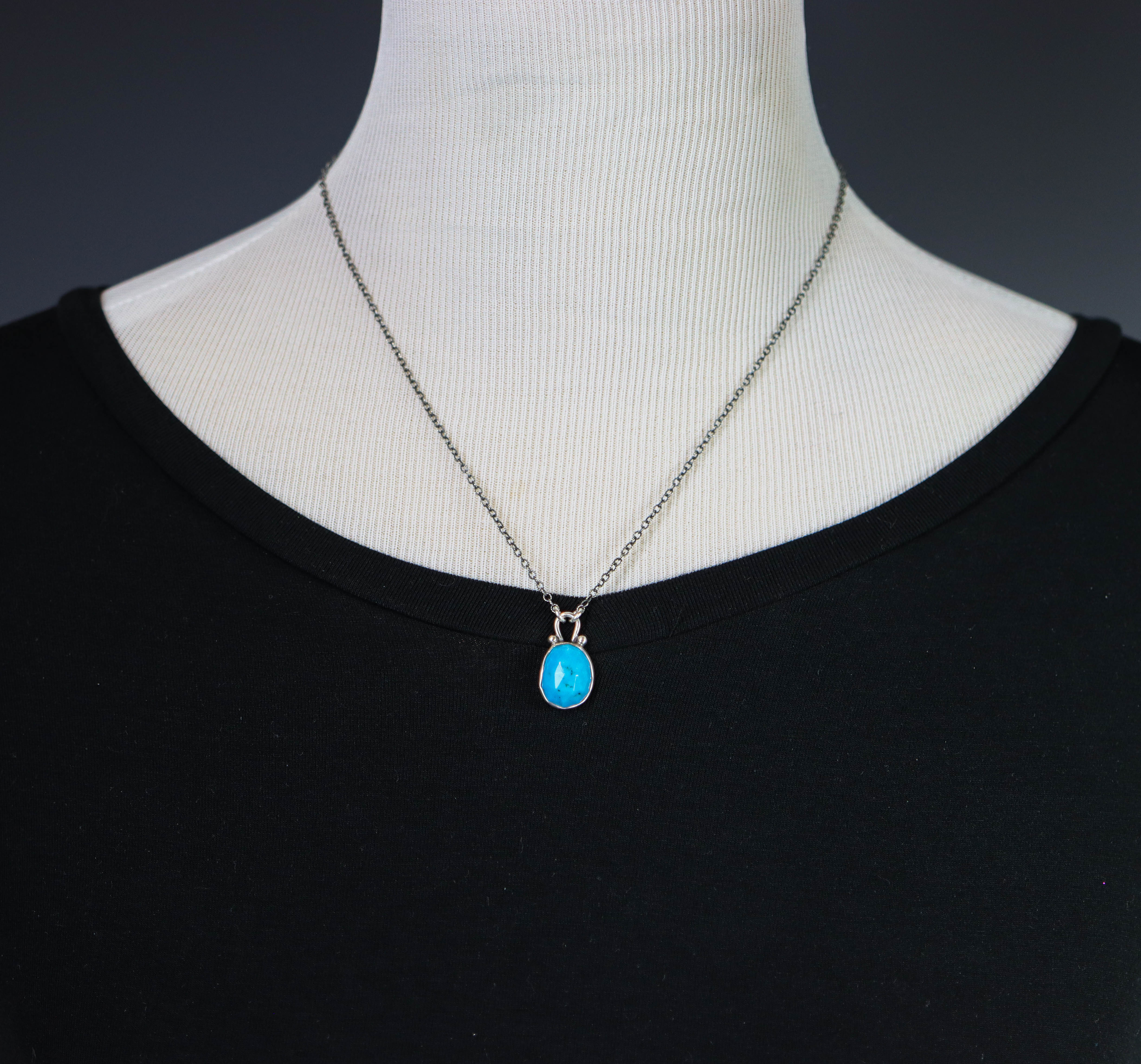 Turquoise Petite Pendant Necklace in Sterling Silver